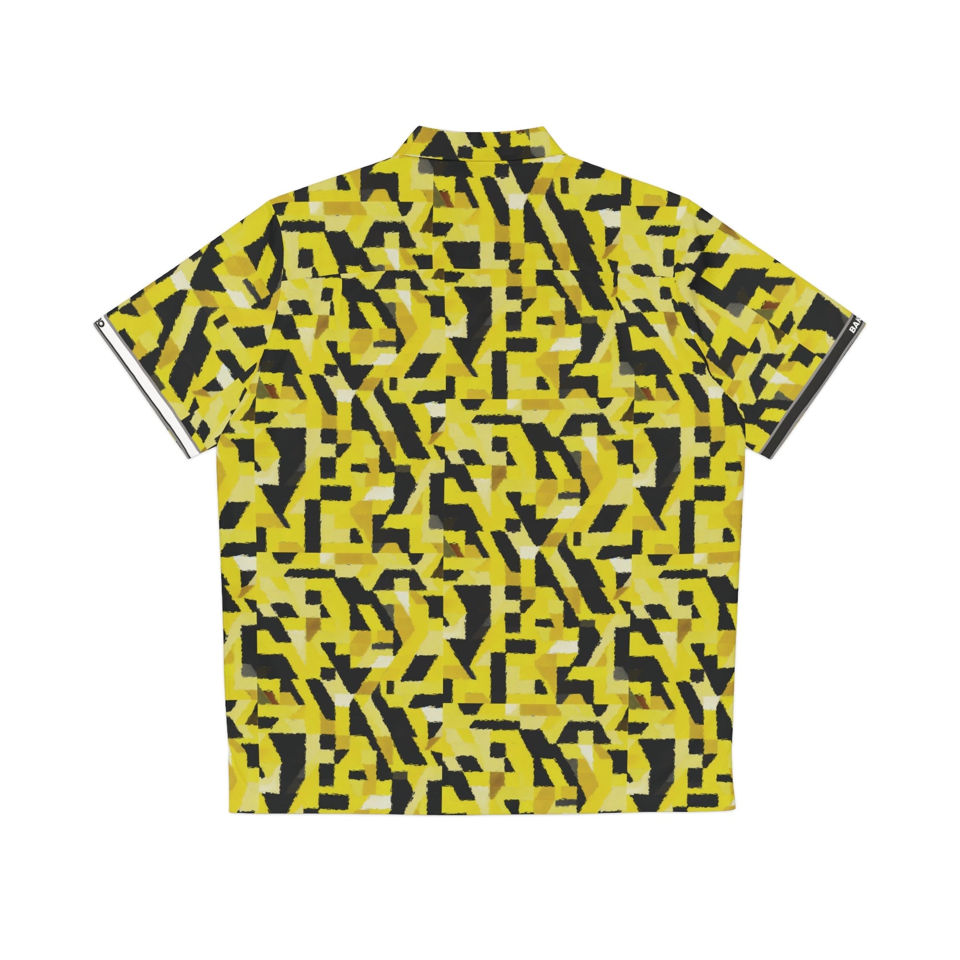 Yellow Geo Camo Hawaiian Shirt — Men's Bold Abstract Aloha Printify bakabo.club