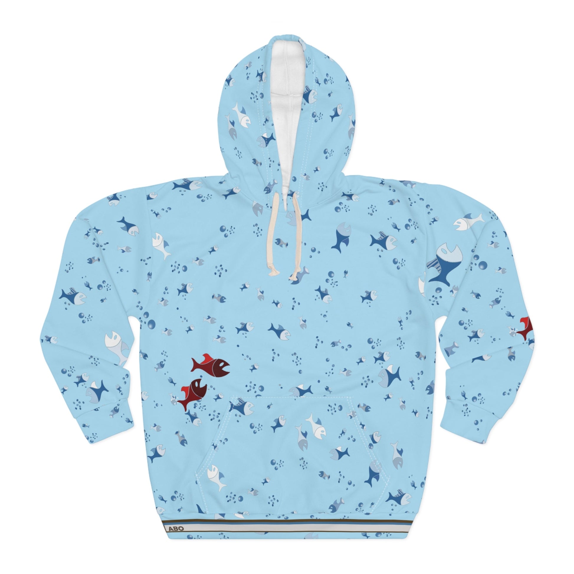 Koi Fish Pattern Hoodie – Light Blue All-Over-Print Pullover Printify bakabo.club