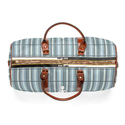 Waterproof Striped Duffle Bag with Minimalist Figure — Travel Weekender Tote Printify bakabo.club