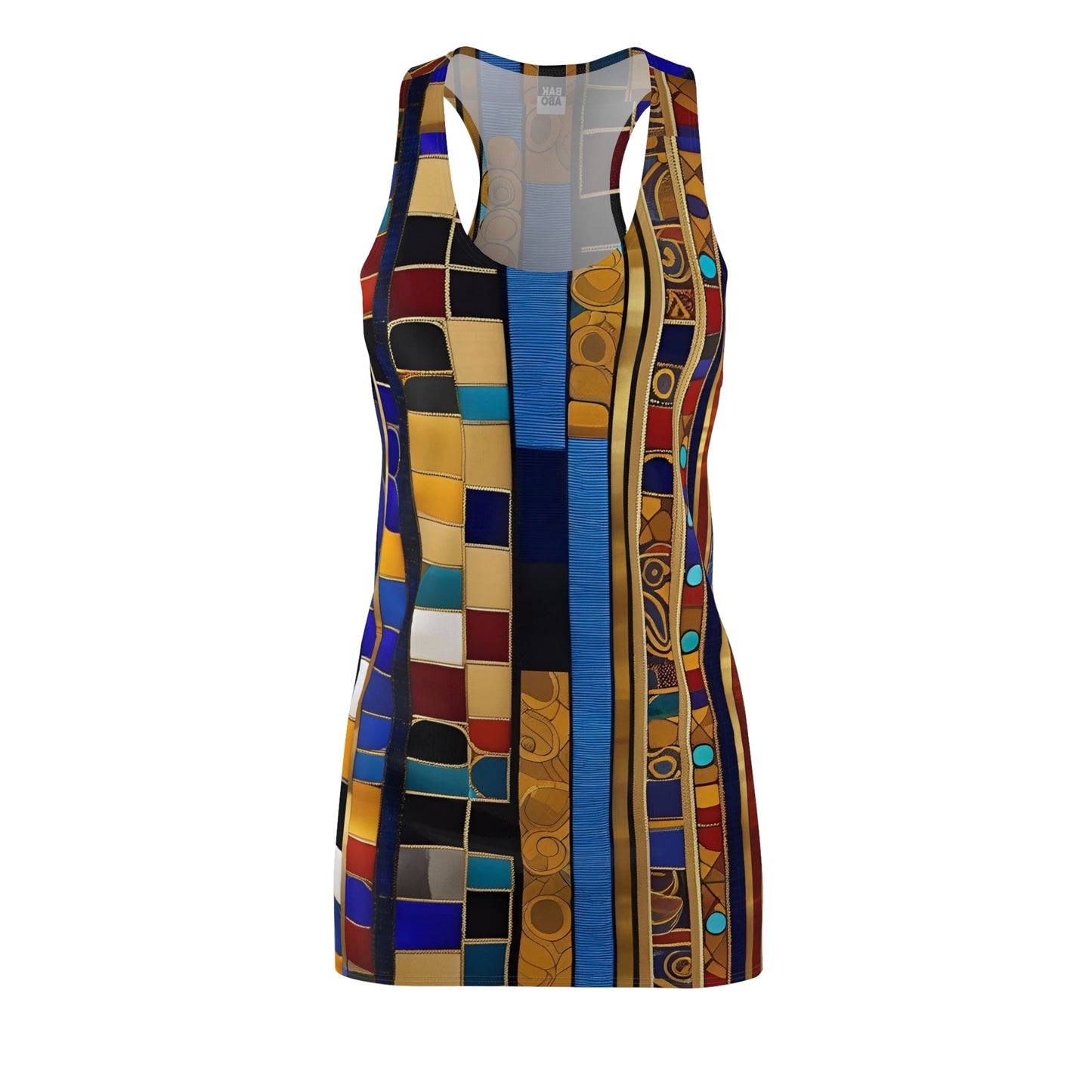 Geometric Mosaic Racerback Dress — Vibrant Tile Print Printify bakabo.club