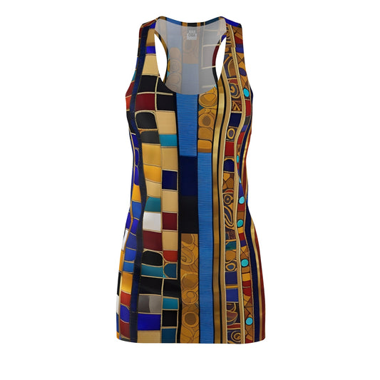 Geometric Mosaic Racerback Dress — Vibrant Tile Print Printify bakabo.club