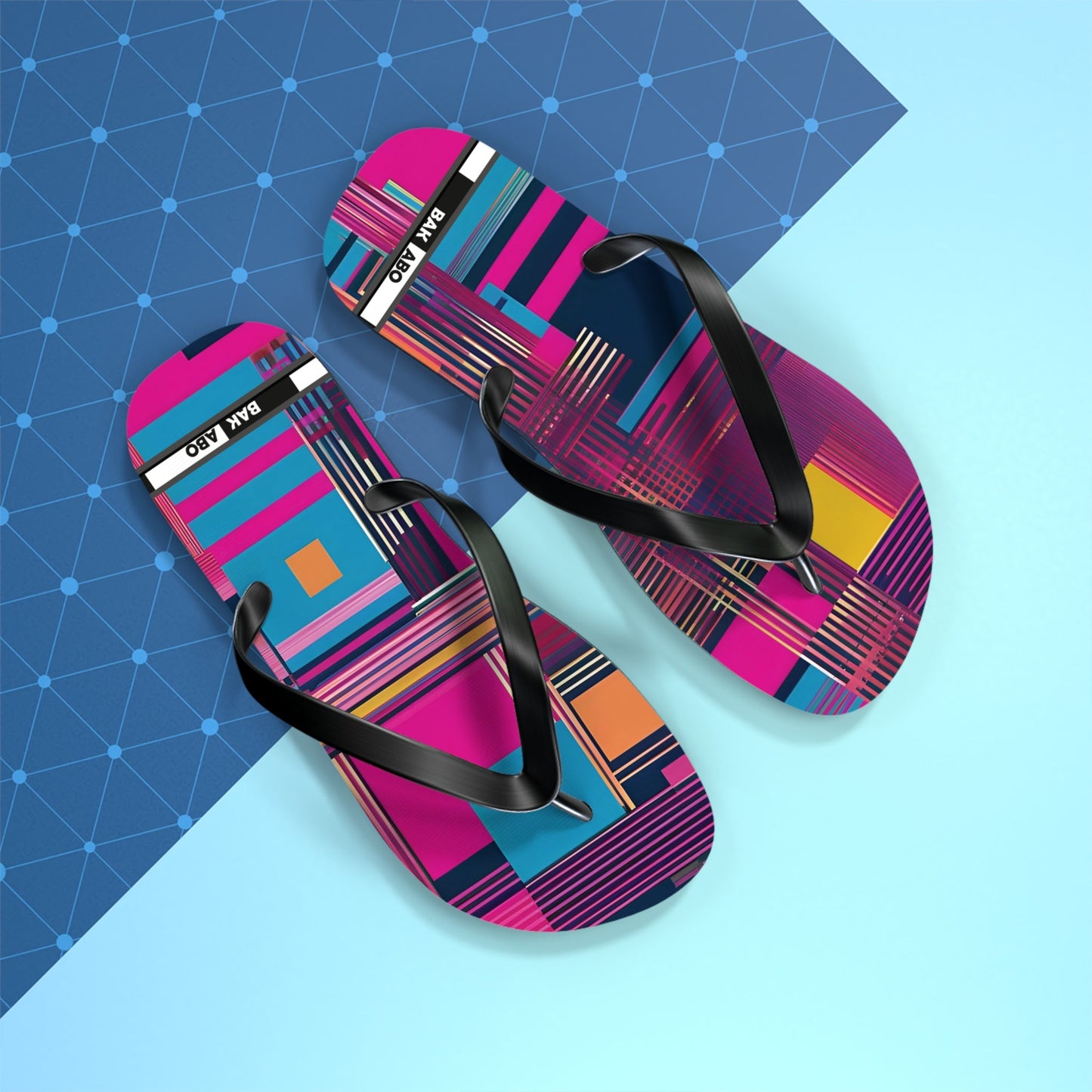 Flip Flops — Vibrant Geometric Pattern Beach Sandals Printify bakabo.club