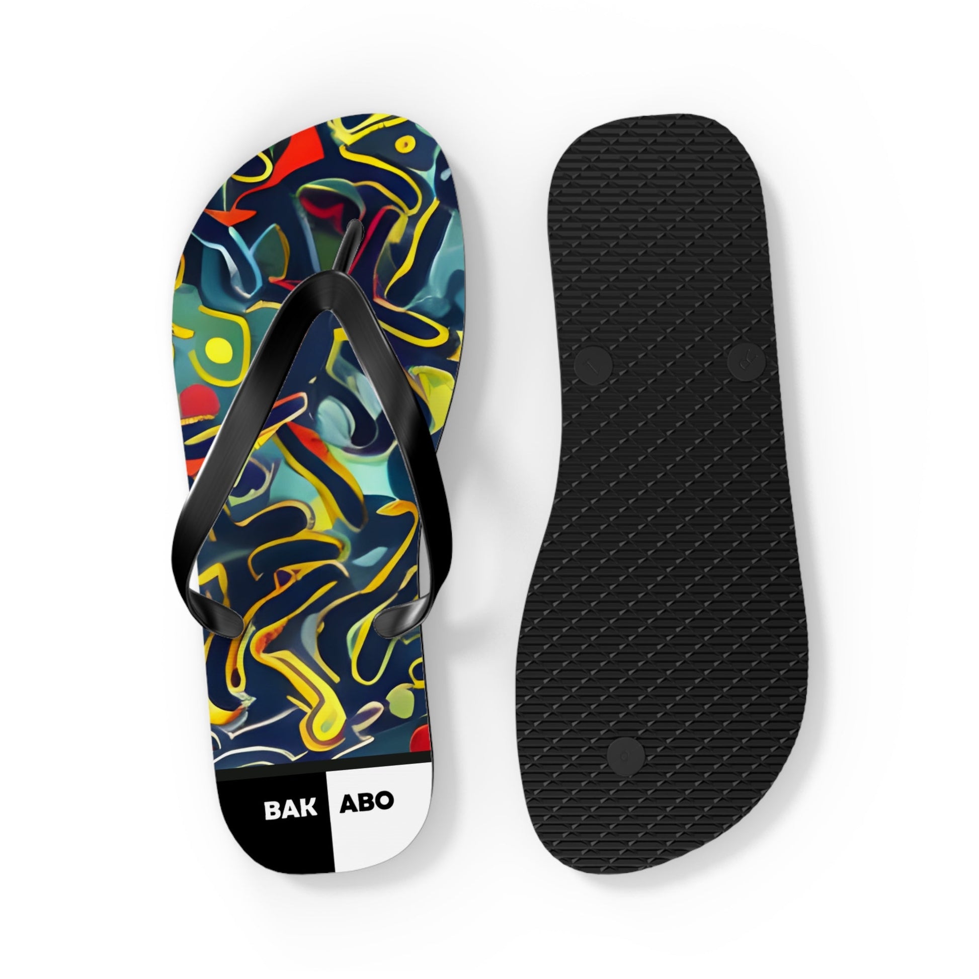 Abstract Neon Swirl Flip Flops Printify bakabo.club
