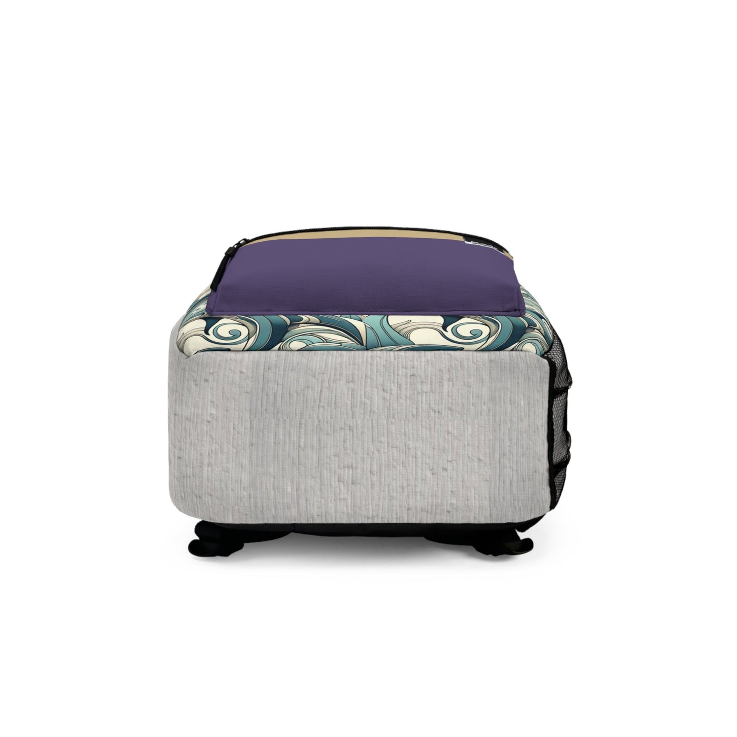 Teal Wave Floral Pattern Backpack – Vintage Swirl School & Travel Bag Printify bakabo.club