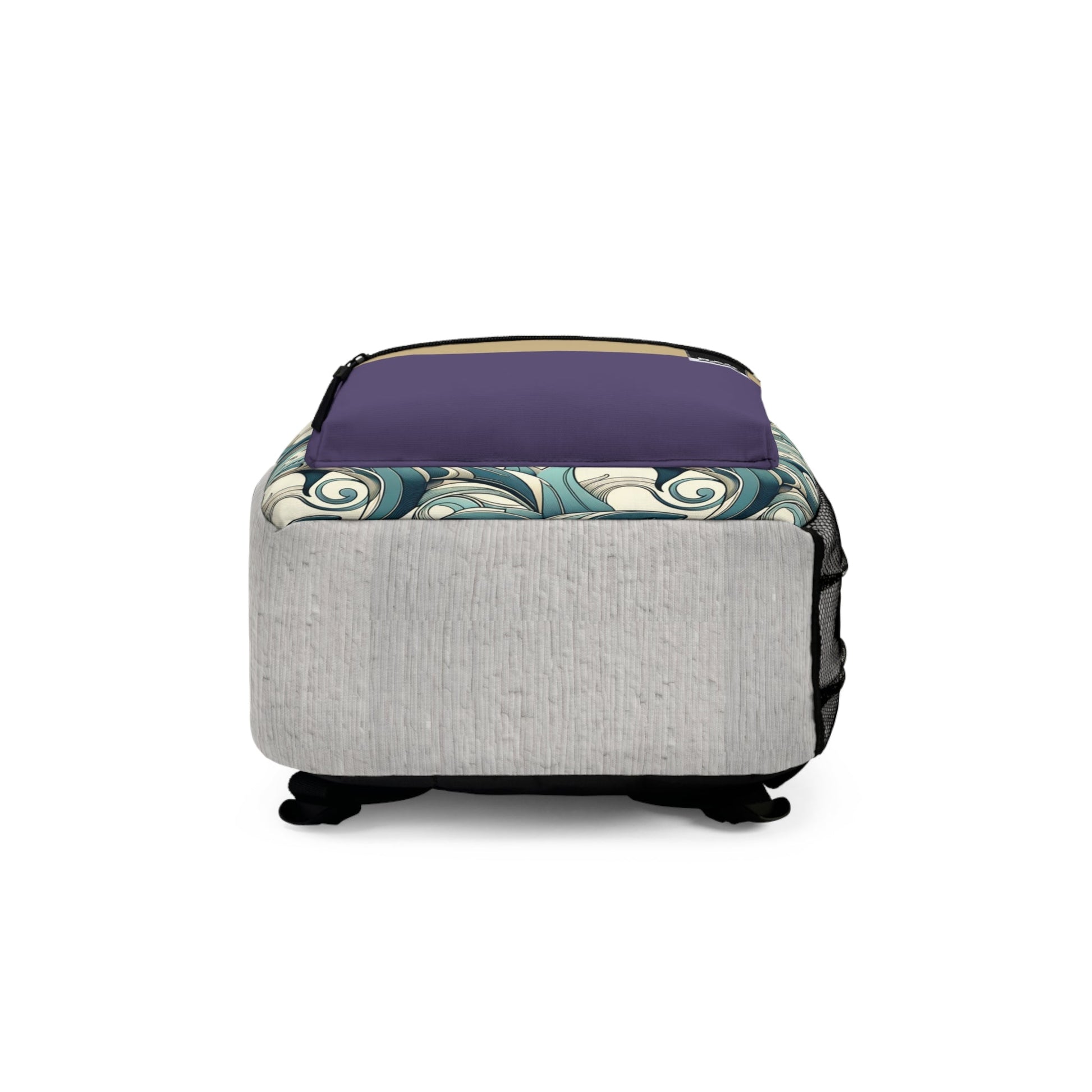 Teal Wave Floral Pattern Backpack – Vintage Swirl School & Travel Bag Printify bakabo.club
