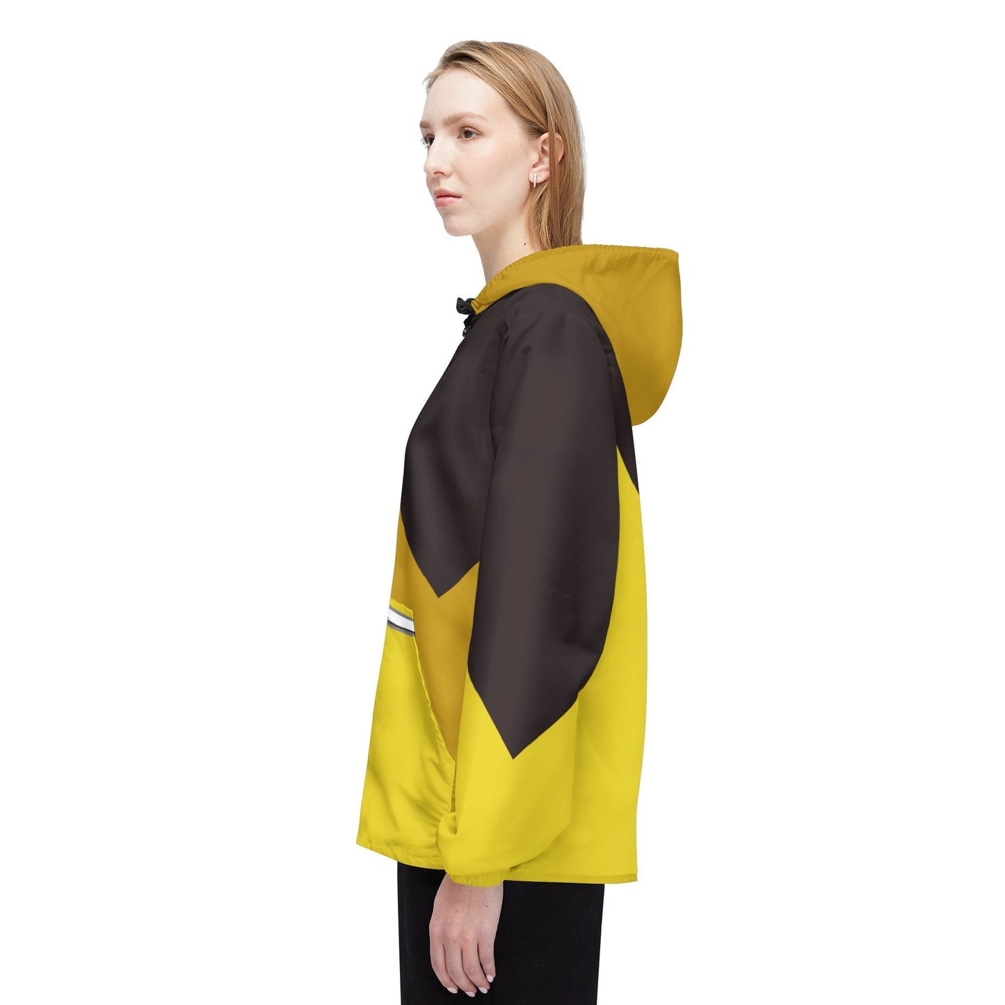 Yellow Chevron Windbreaker Jacket – Lightweight Hooded All-Over Print Printify bakabo.club