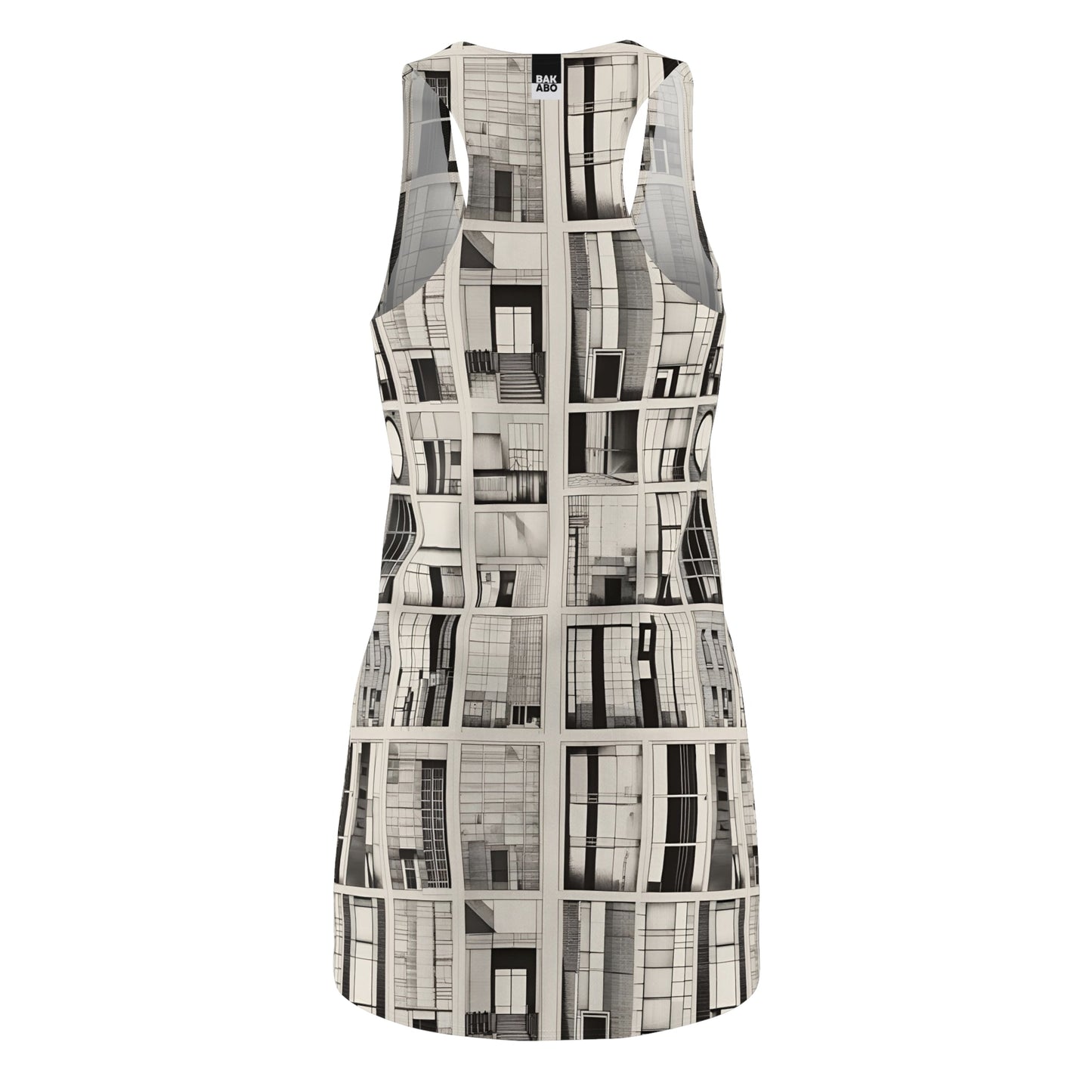 Architectural Grid Racerback Dress – Monochrome Window Pattern Printify bakabo.club