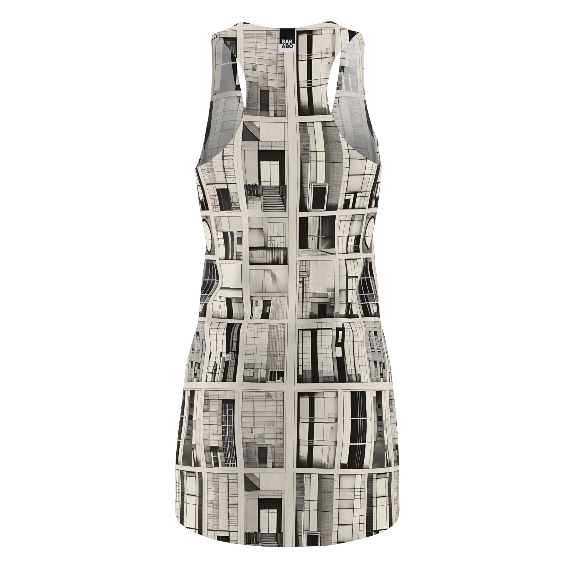 Architectural Grid Racerback Dress – Monochrome Window Pattern Printify bakabo.club