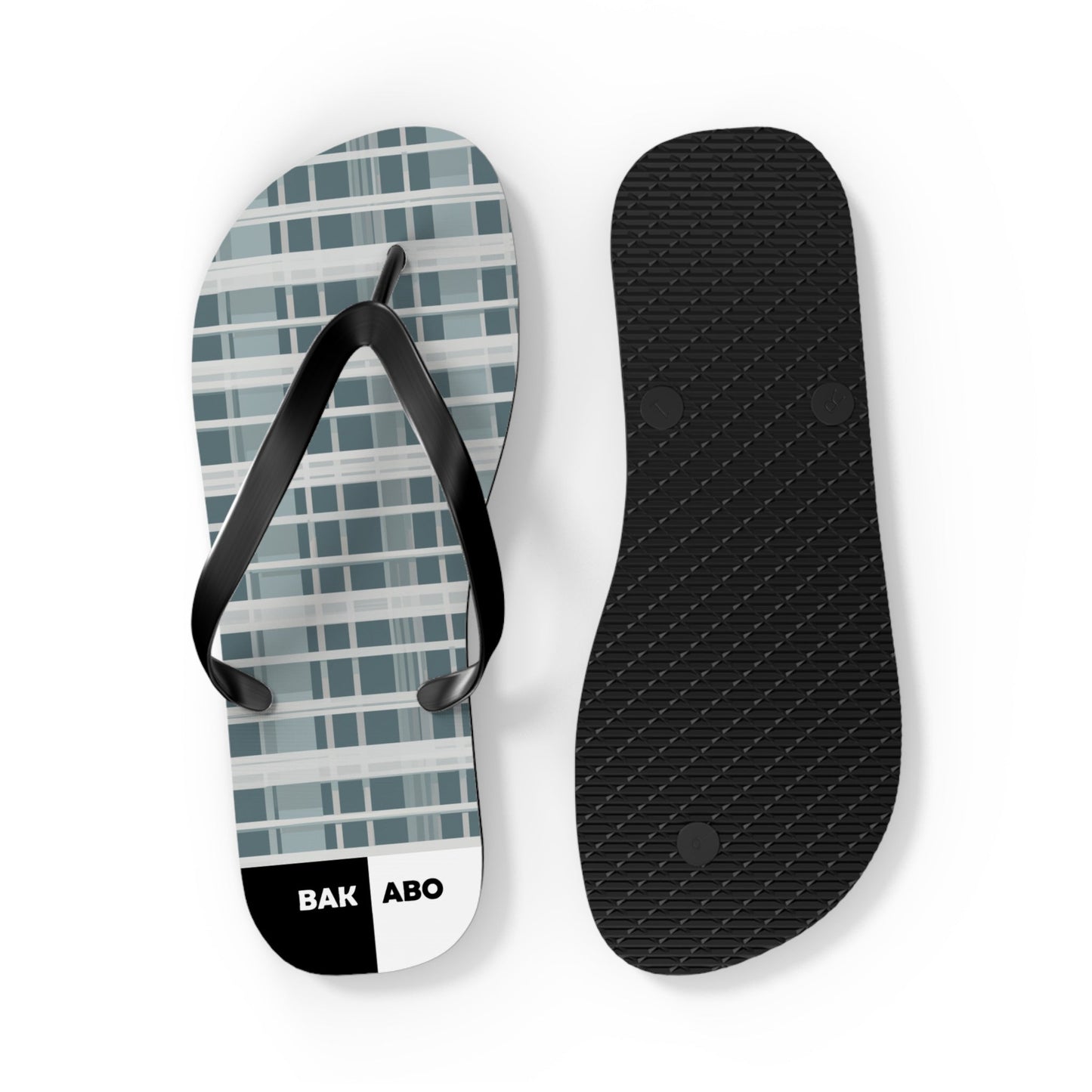 Plaid Pattern Flip Flops — Casual Gray Beach Sandals Printify bakabo.club
