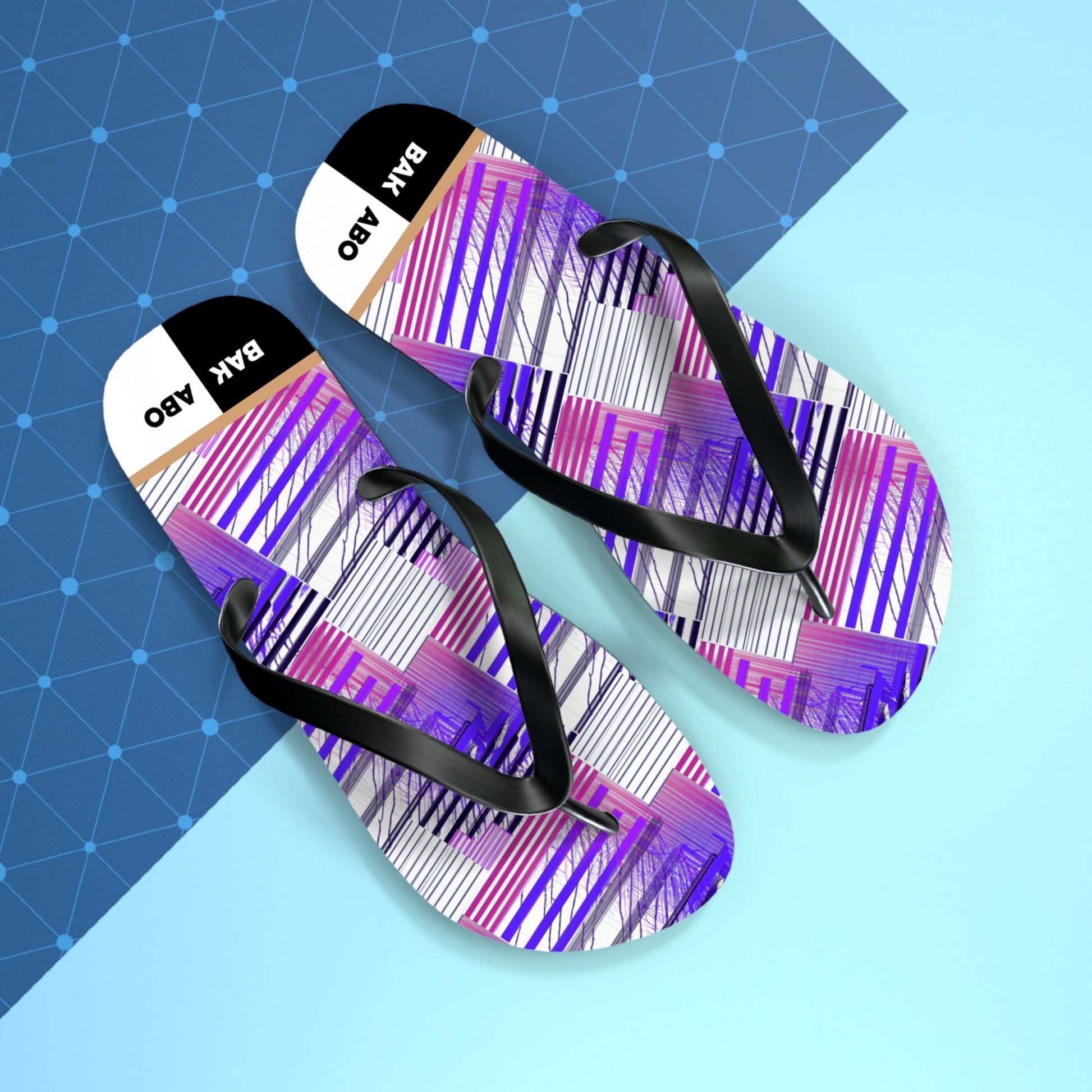 Purple Abstract Stripe Flip Flops – Summer Beach Sandals Printify bakabo.club