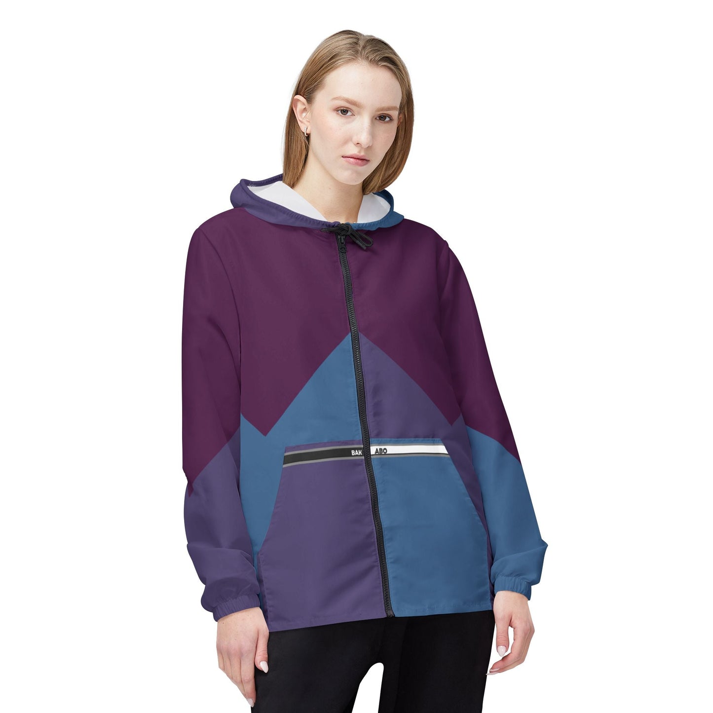 Colorblock Chevron Windbreaker Jacket — Lightweight Hooded AOP Outerwear Printify bakabo.club