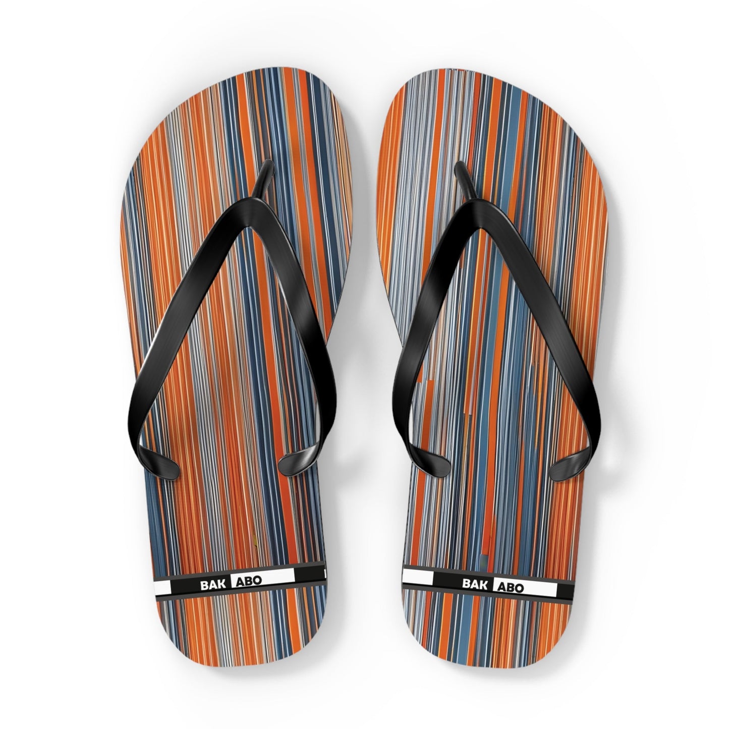 Striped Sunset Flip Flops — Orange & Blue Beach Sandals Printify bakabo.club