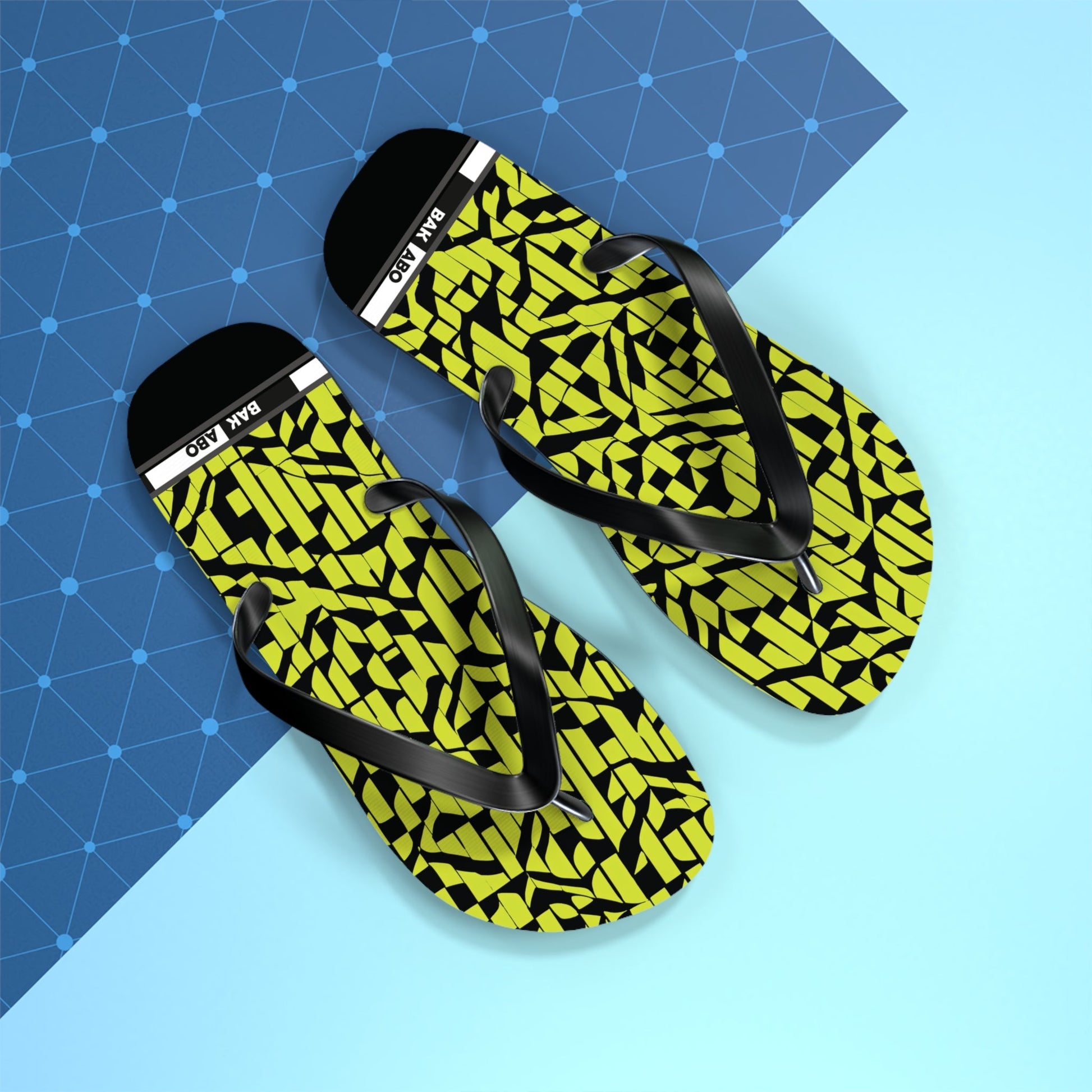Flip Flops — Neon Geometric Pattern Beach Sandals Printify bakabo.club