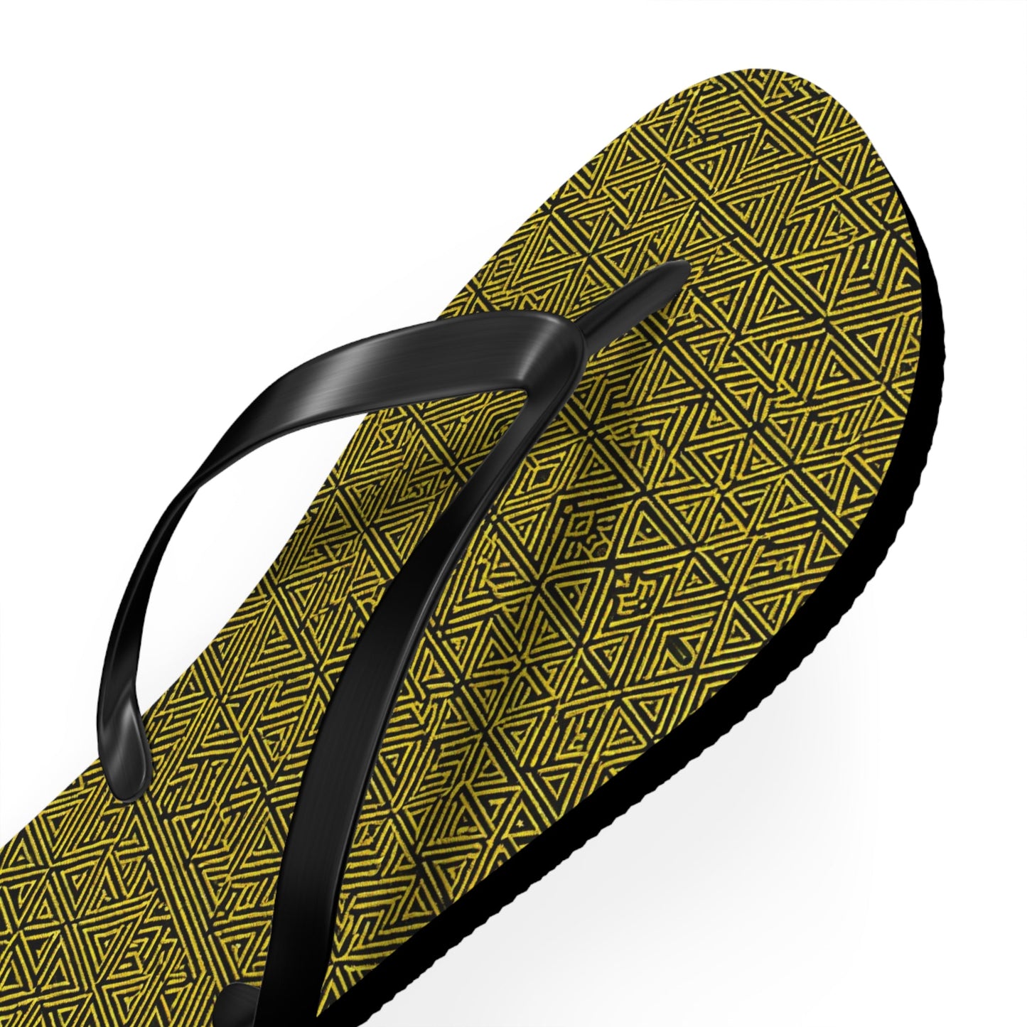 Patterned Flip Flops – Olive Geometric Beach Sandals with 'BAK | ABO' Accent Printify bakabo.club