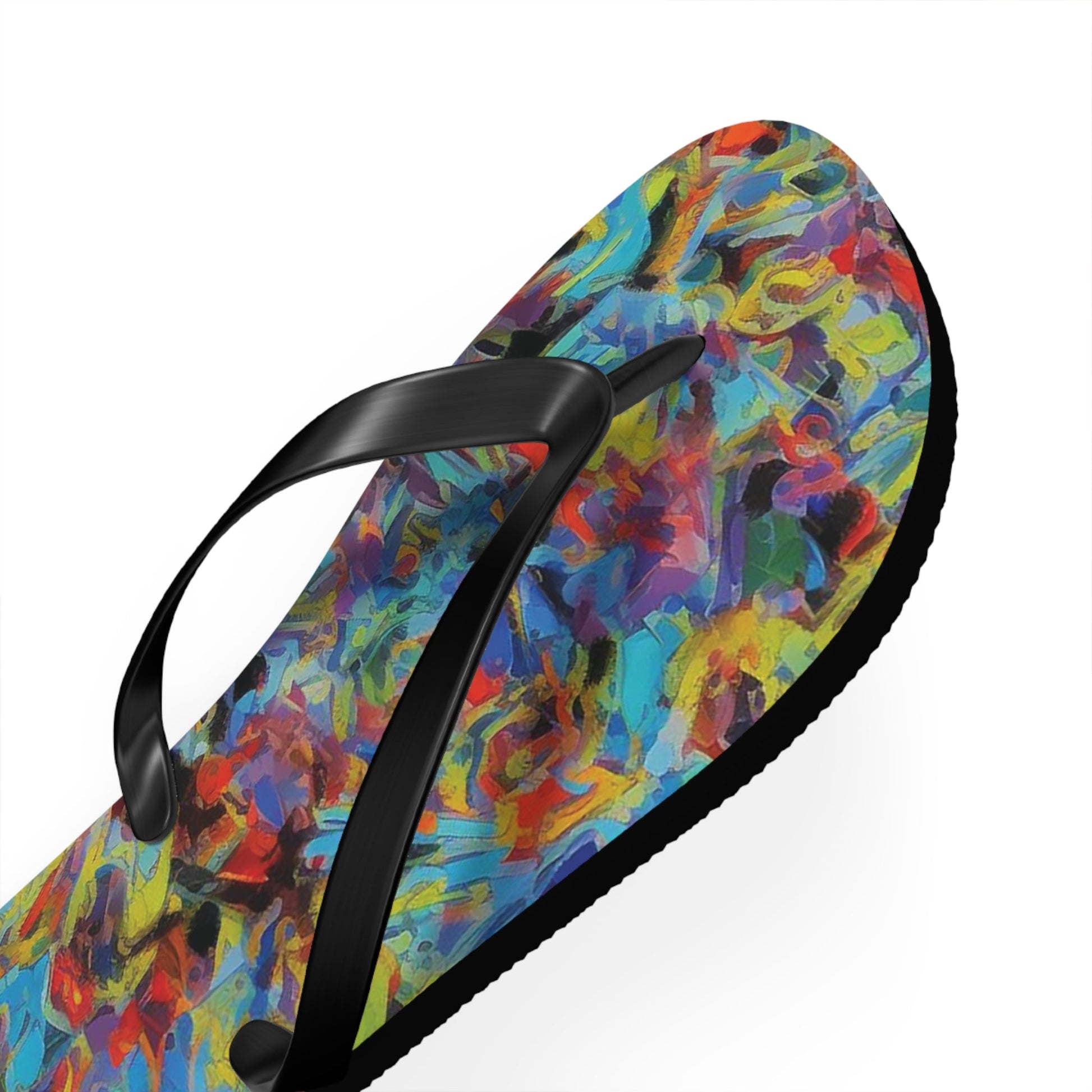 Color Splash Flip Flops — Vibrant Abstract Summer Sandals Printify bakabo.club