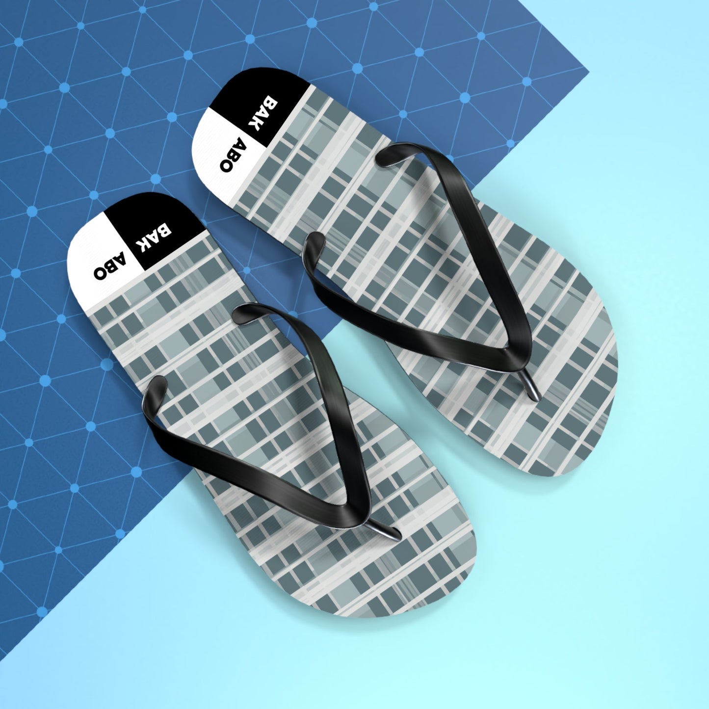 Plaid Pattern Flip Flops — Casual Gray Beach Sandals Printify bakabo.club