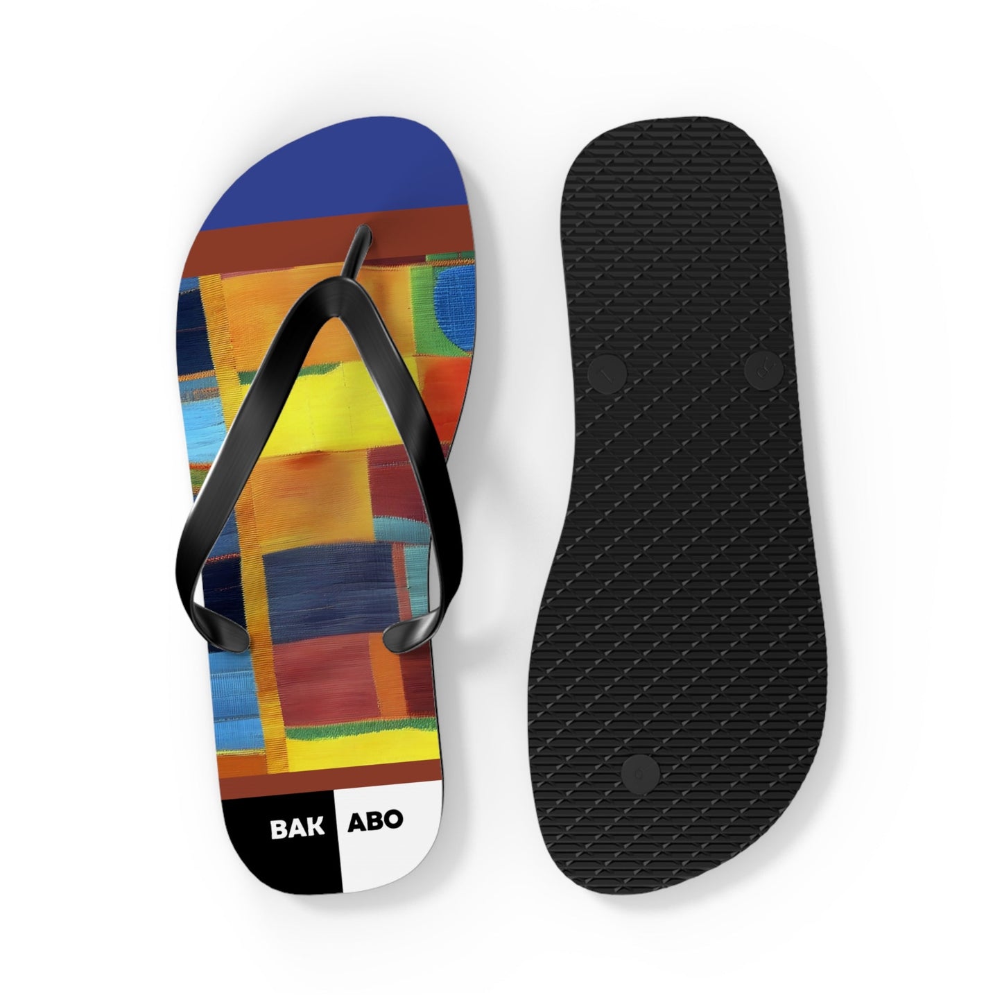 Colorblocked Abstract Flip Flops – Bright Geometric Summer Sandals Printify bakabo.club