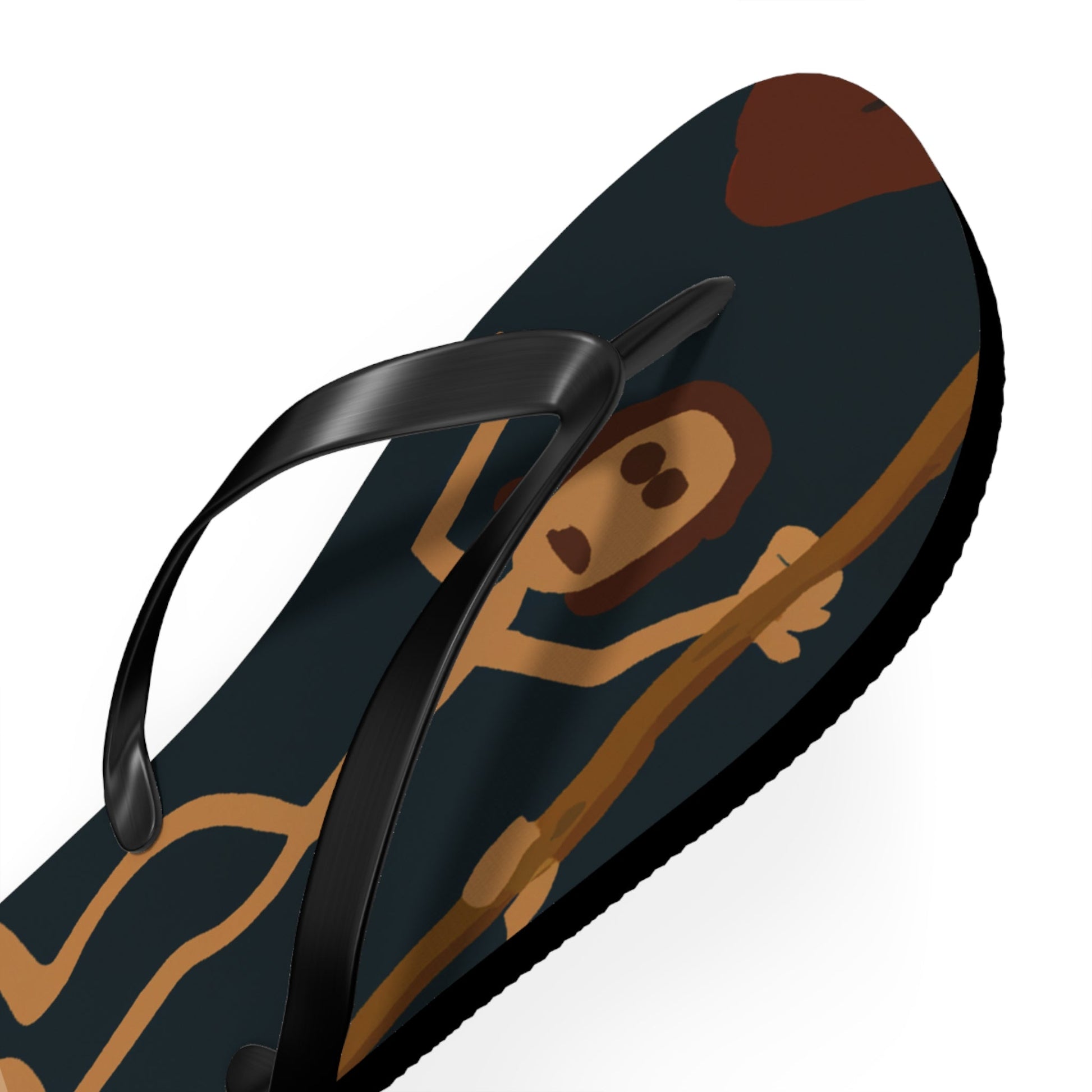 Tribal Stick Figure Flip Flops — Funky Beach Sandals with 'BAK ABO' Accent Printify bakabo.club