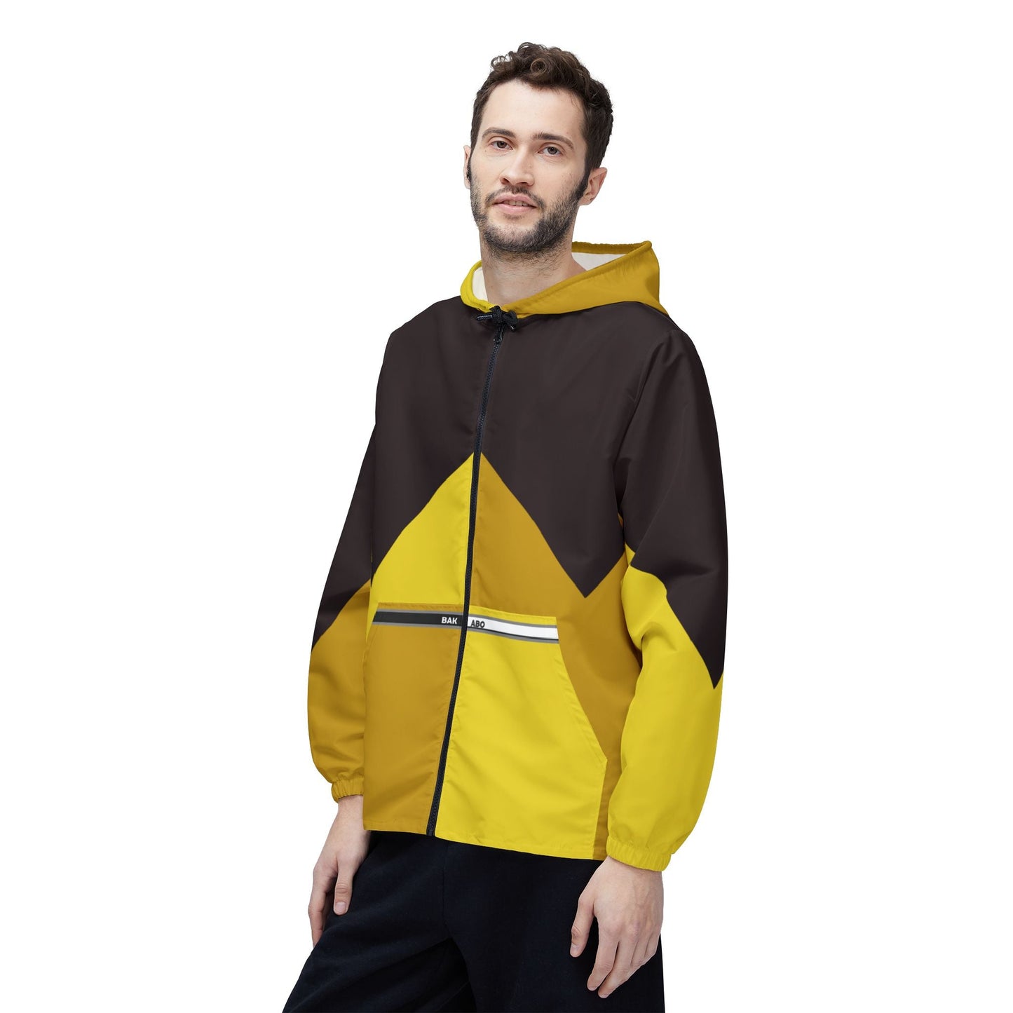 Yellow Chevron Windbreaker Jacket – Lightweight Hooded All-Over Print Printify bakabo.club
