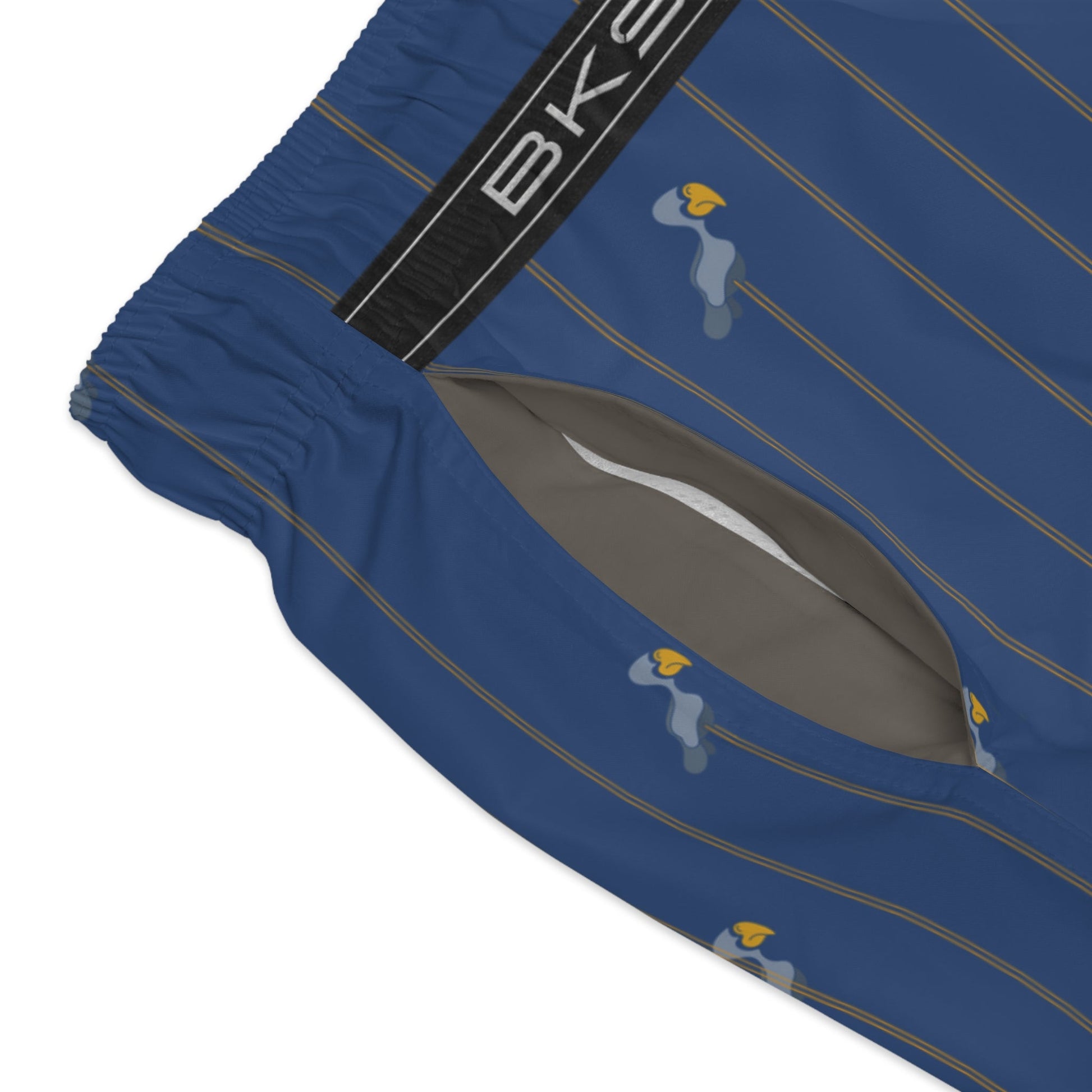 Bird Pinstripe Swim Trunks — Blue All-Over-Print Beach Shorts Printify bakabo.club