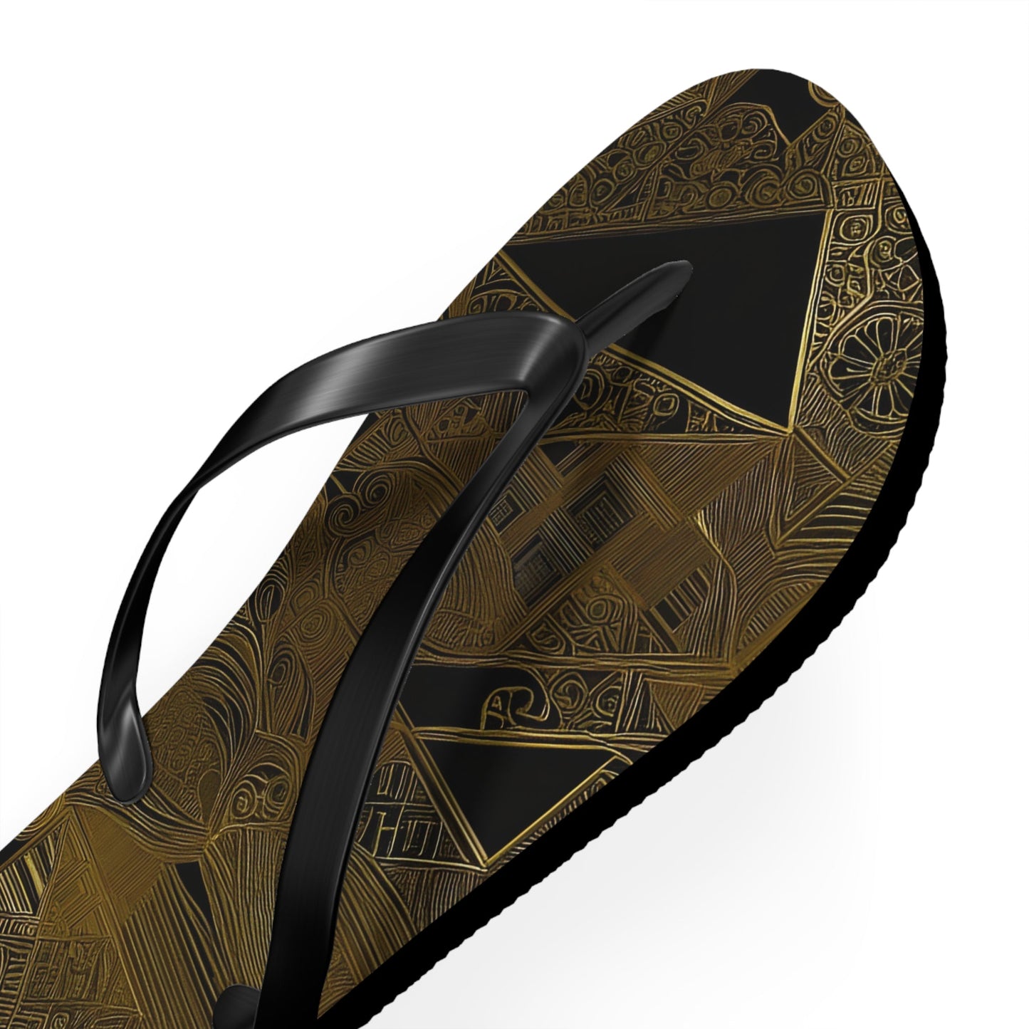 Flip Flops — Geometric Gold Tribal Pattern Beach Sandals Printify bakabo.club