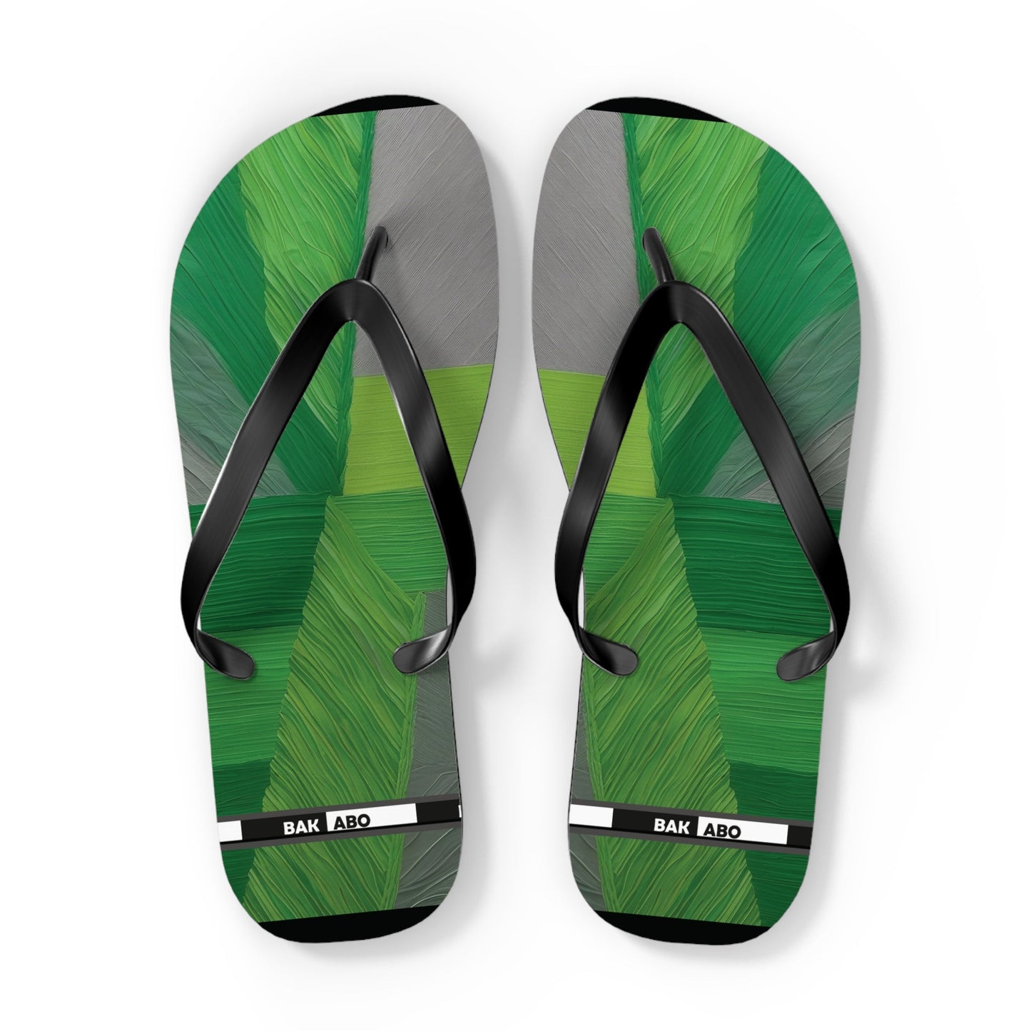 Tropical Green Brushstroke Flip Flops — Palm Leaf Beach Sandals Printify bakabo.club