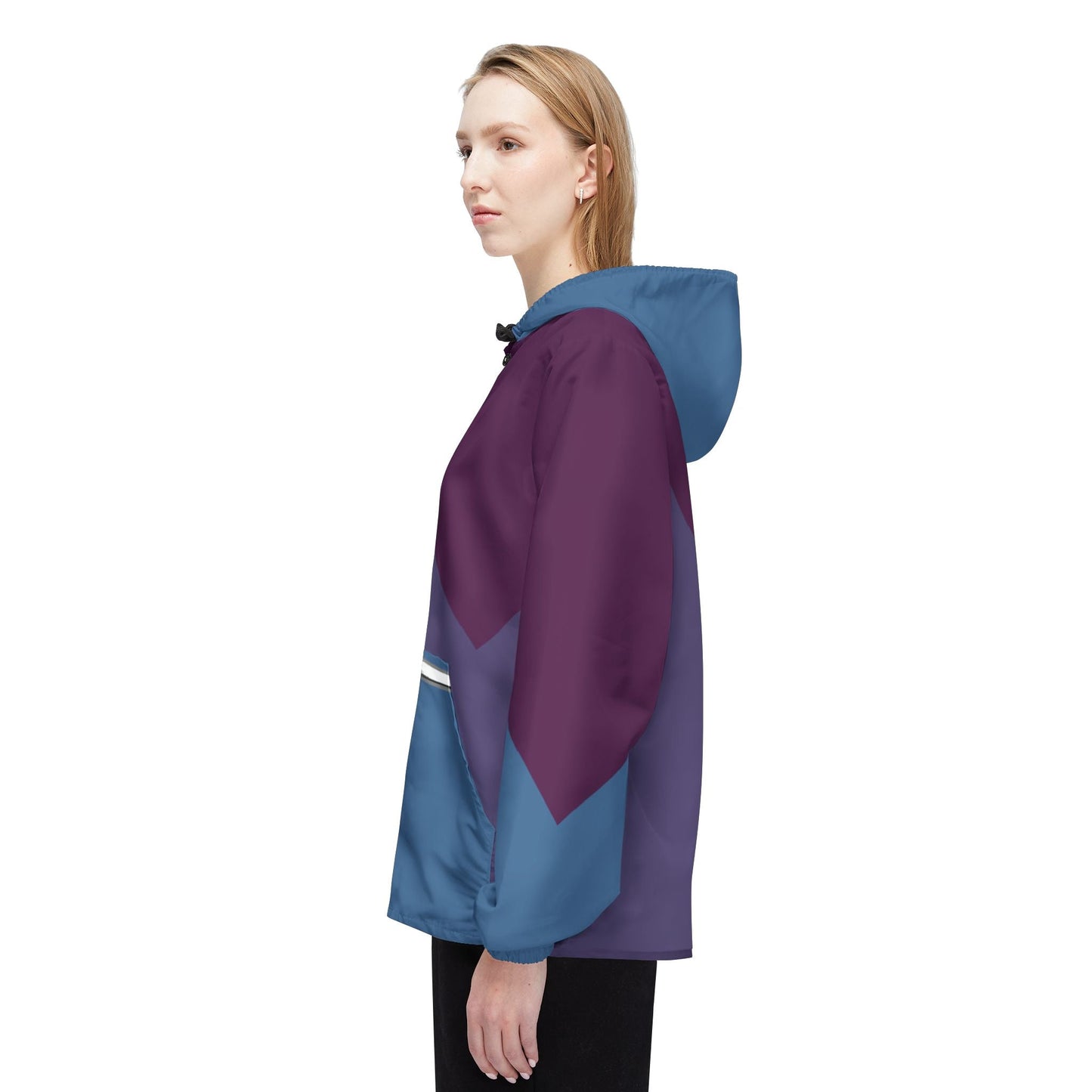 Colorblock Chevron Windbreaker Jacket — Lightweight Hooded AOP Outerwear Printify bakabo.club