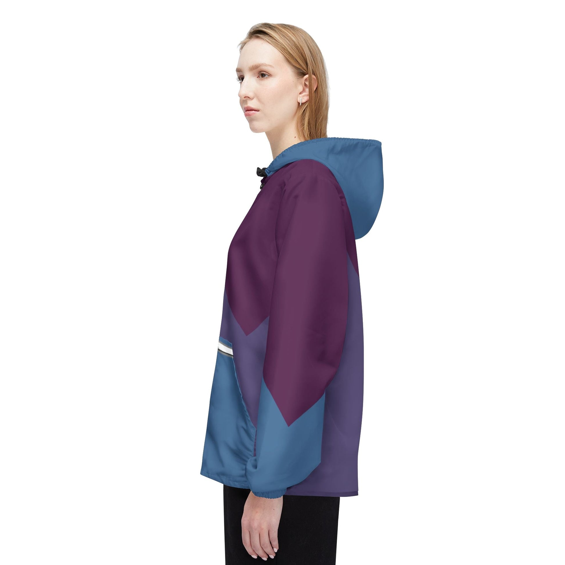 Colorblock Chevron Windbreaker Jacket — Lightweight Hooded AOP Outerwear Printify bakabo.club