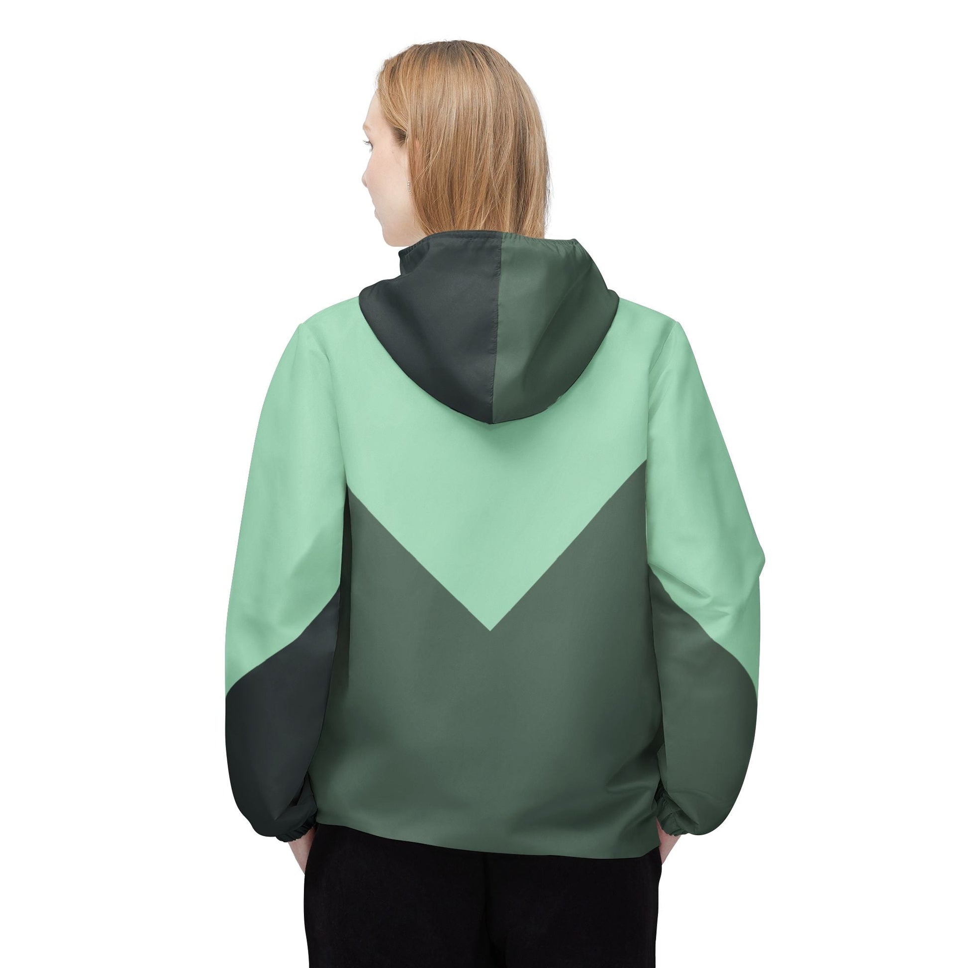 Mint Chevron Windbreaker Jacket — Lightweight Hooded Outdoor Jacket Printify bakabo.club