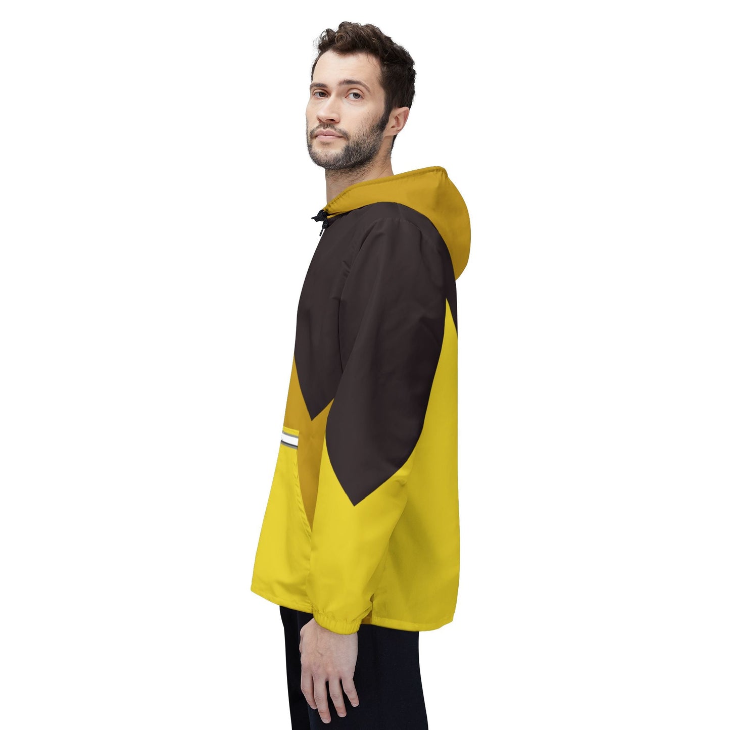 Yellow Chevron Windbreaker Jacket – Lightweight Hooded All-Over Print Printify bakabo.club
