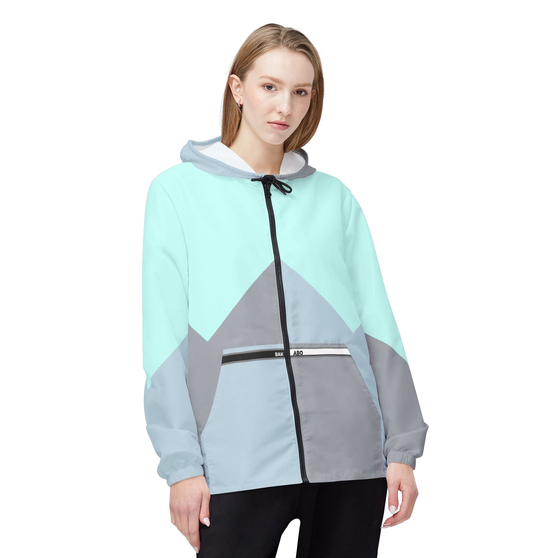 Colorblock Chevron Windbreaker Jacket — Lightweight Hooded Outdoor Shell Printify bakabo.club