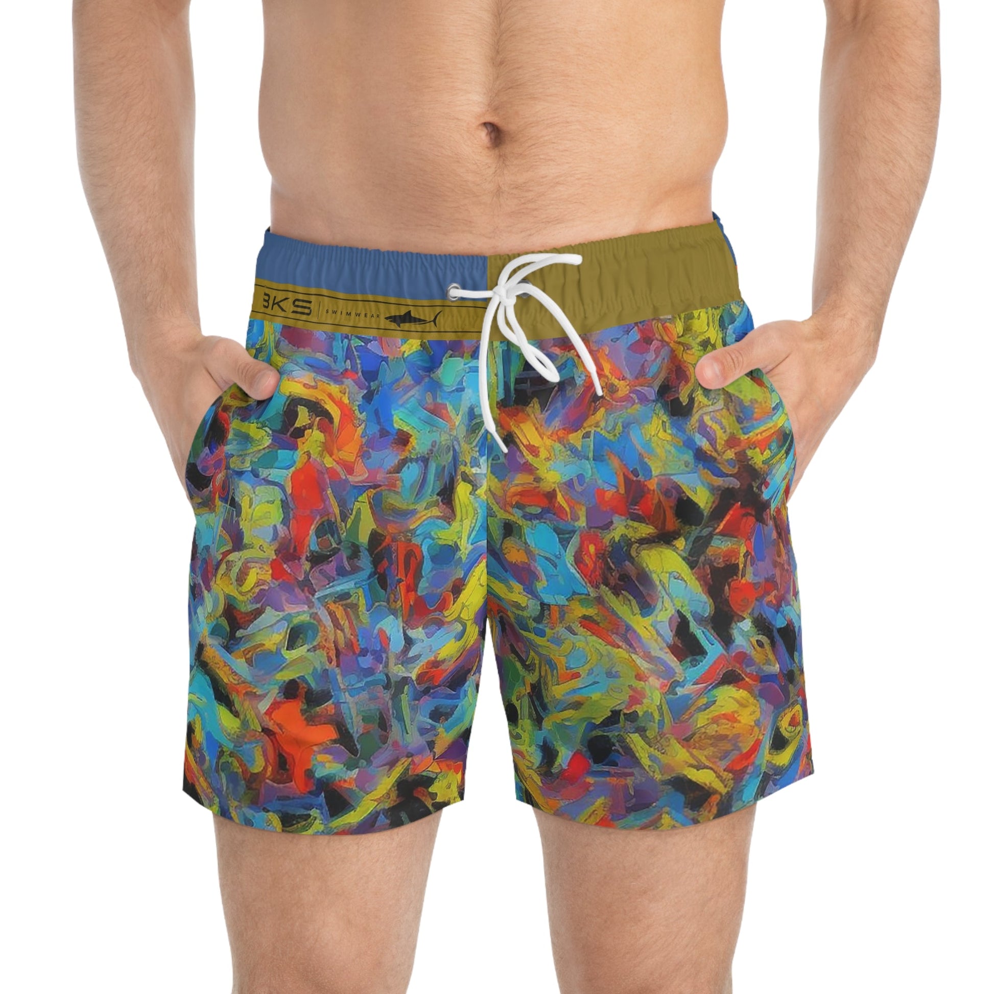 Abstract Color Splash Swim Trunks — Vibrant All-Over Print Beach Shorts Printify bakabo.club