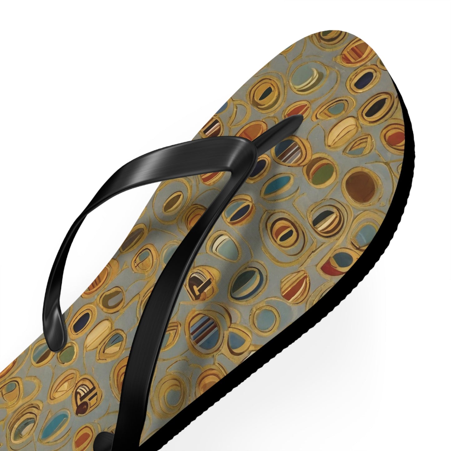Abstract Pebble Pattern Flip Flops – Earth Tones Beach Sandals Printify bakabo.club