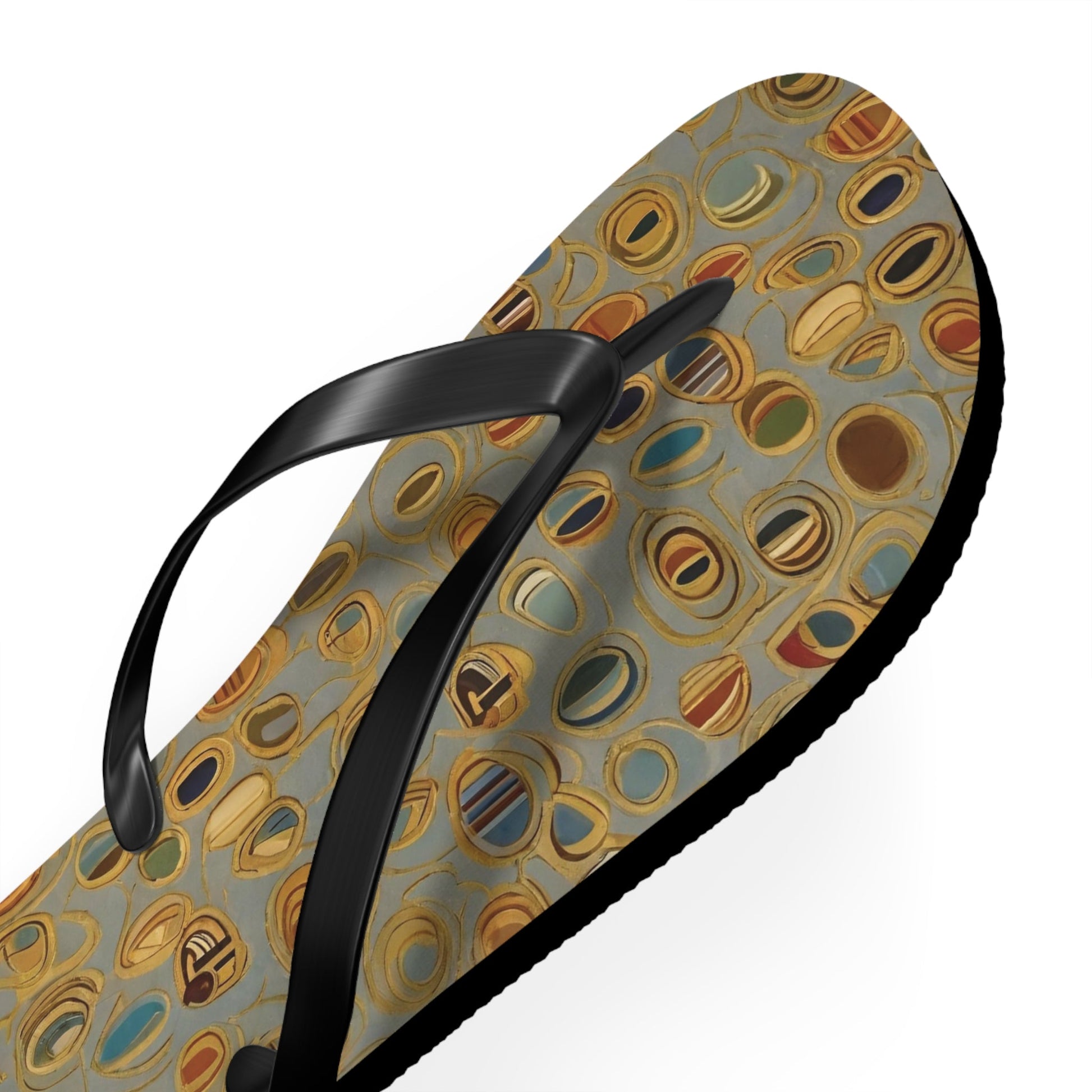 Abstract Pebble Pattern Flip Flops – Earth Tones Beach Sandals Printify bakabo.club