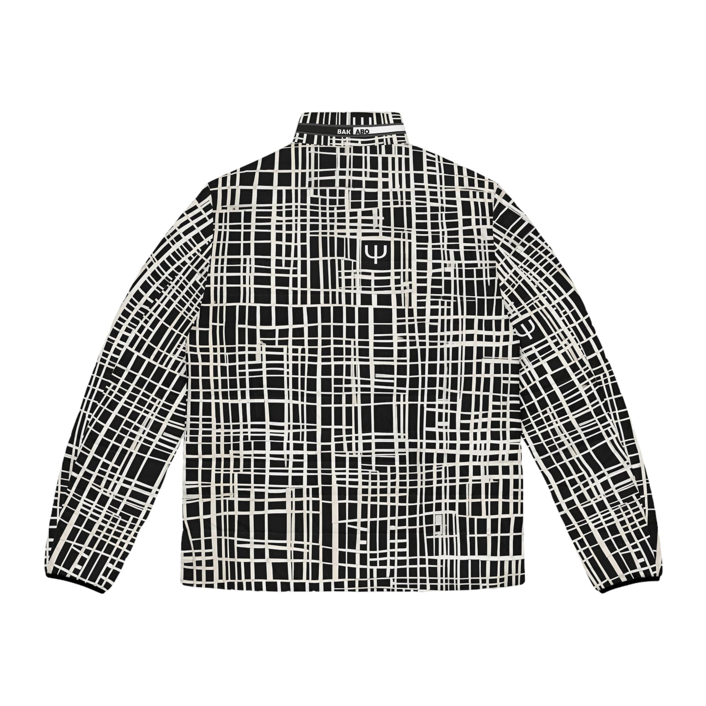Men's Black & White Grid Puffer Jacket — Geometric All-Over Print Printify bakabo.club