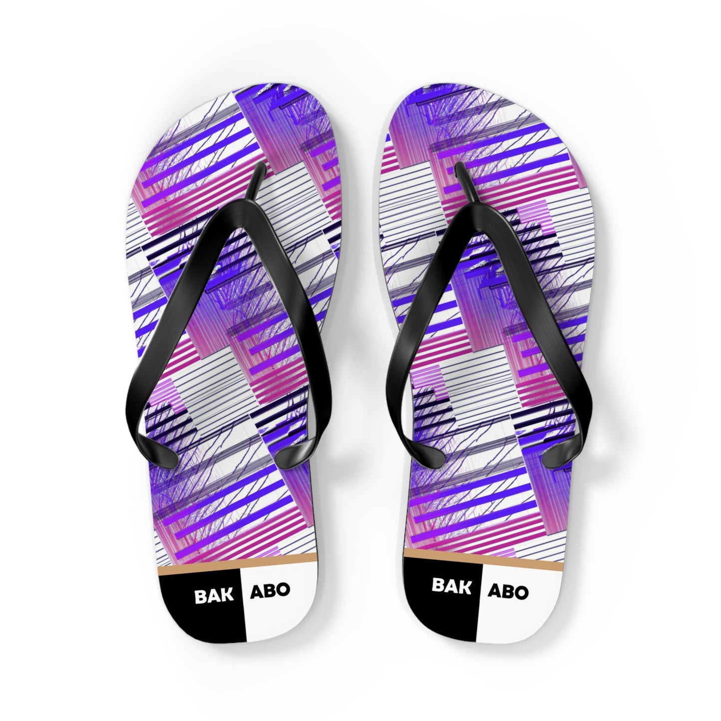 Purple Abstract Stripe Flip Flops – Summer Beach Sandals Printify bakabo.club