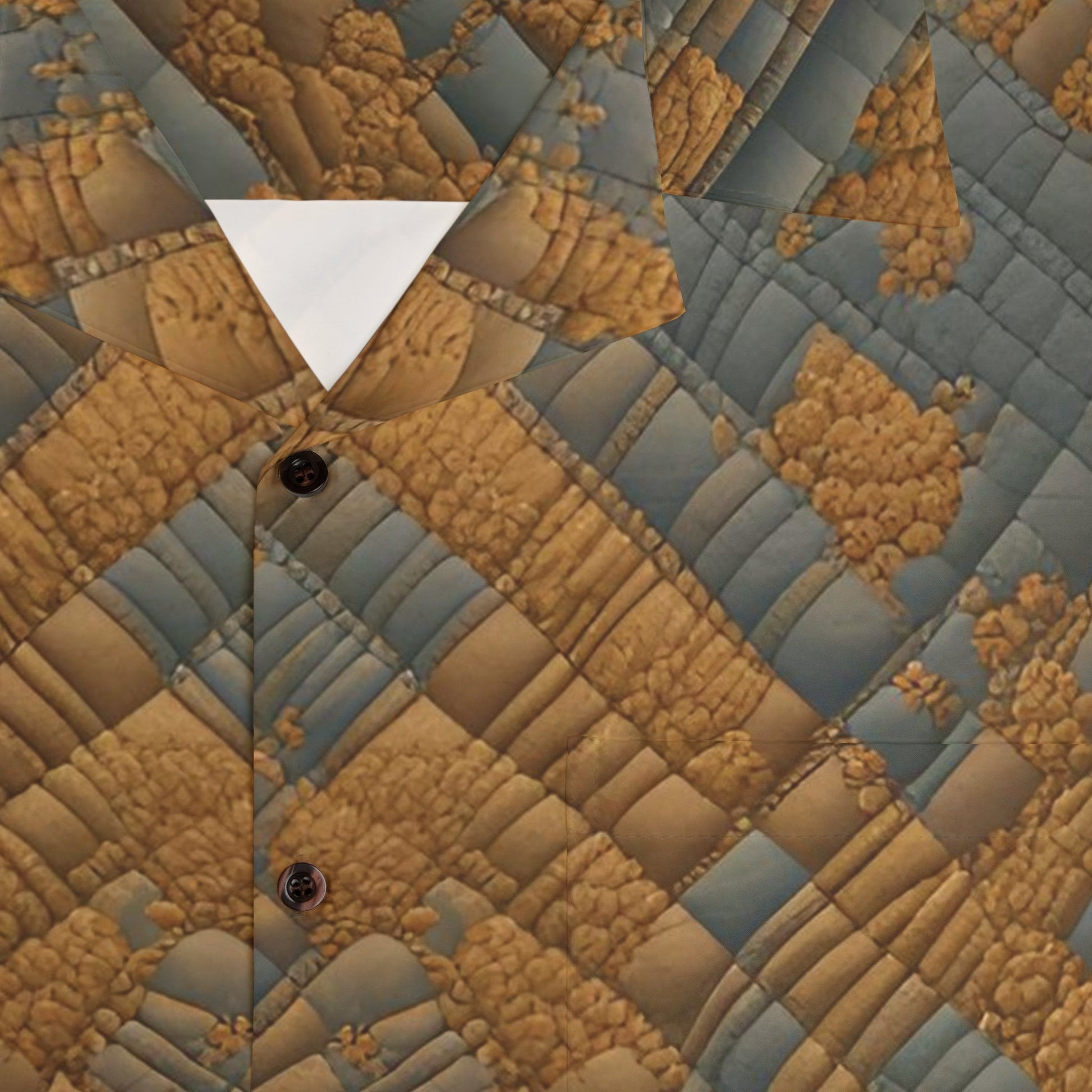 Men's Tropical Brown Quilted Pattern Hawaiian Shirt Printify bakabo.club