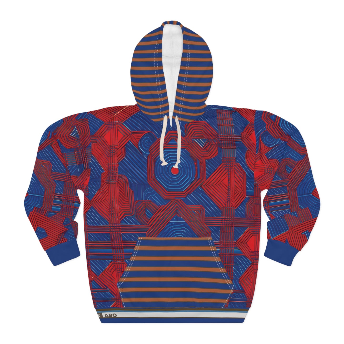 Bold Geometric Red & Blue All-Over Print Hoodie Printify bakabo.club