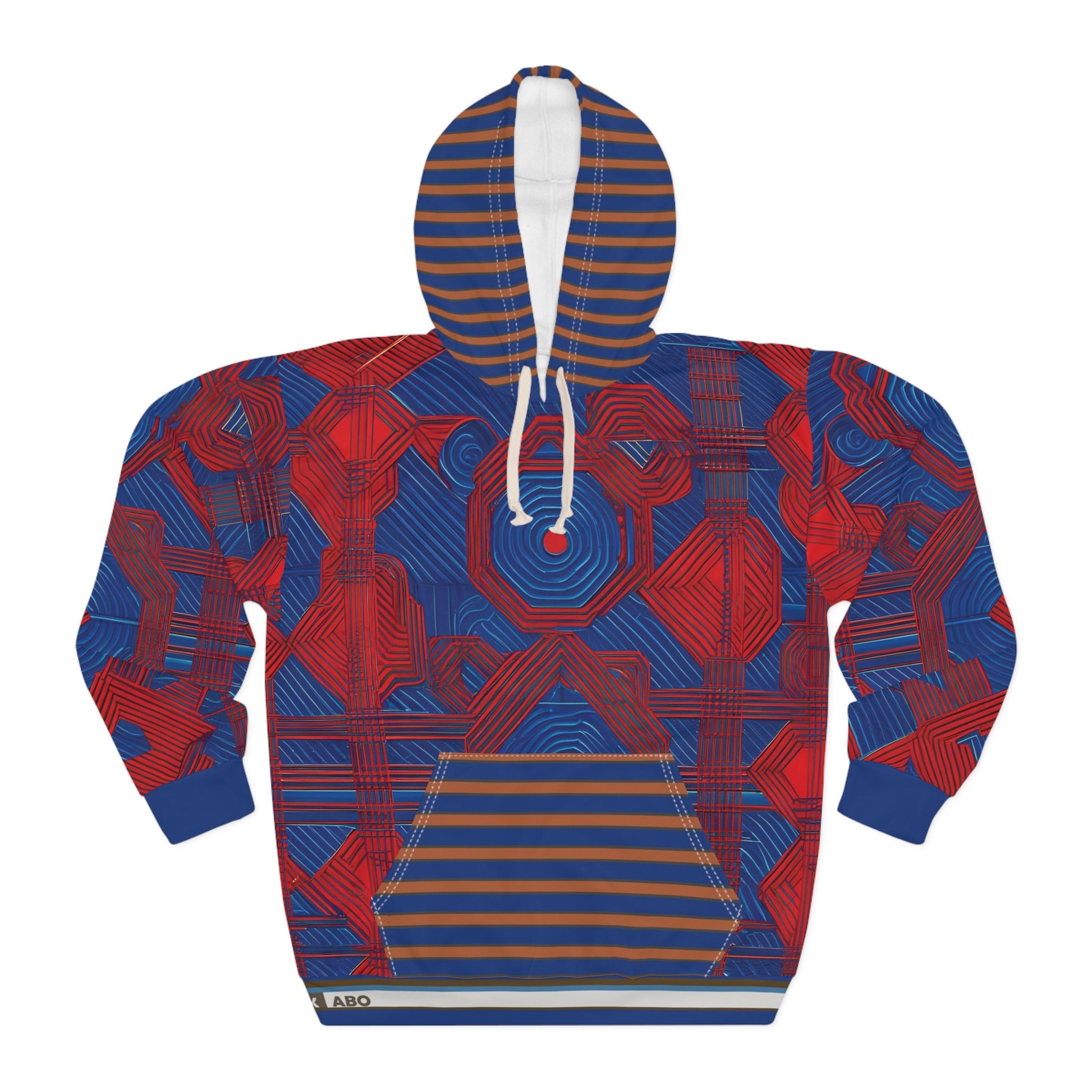Bold Geometric Red & Blue All-Over Print Hoodie Printify bakabo.club
