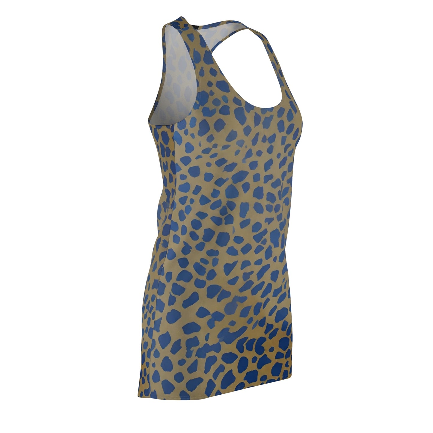 Blue Leopard Print Racerback Dress — Women's Patterned Tank Dress Printify bakabo.club