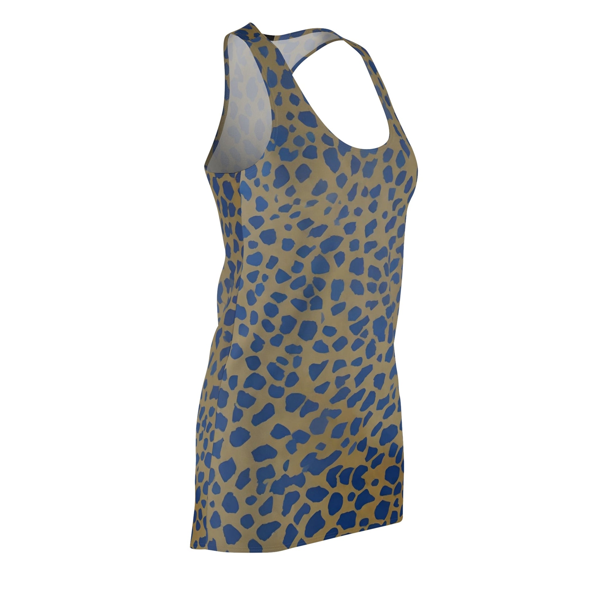 Blue Leopard Print Racerback Dress — Women's Patterned Tank Dress Printify bakabo.club