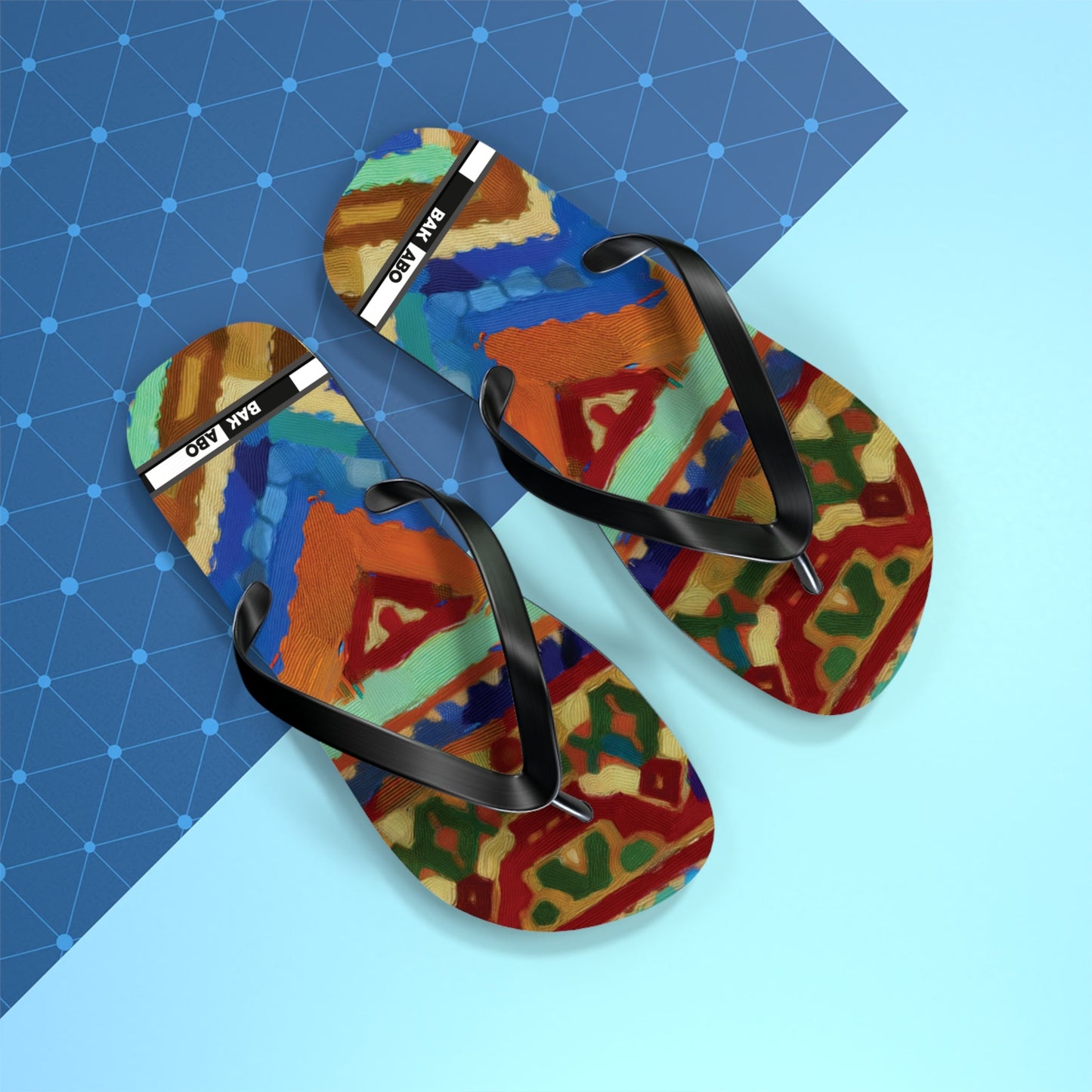 Colorful Tribal Pattern Flip Flops – Bold Aztec-Inspired Beach Sandals Printify bakabo.club