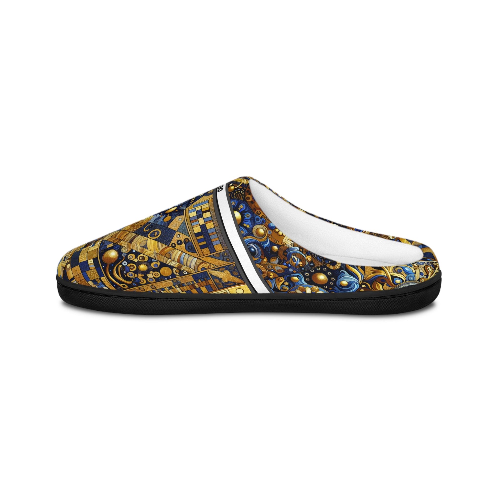 Women's Indoor Slippers — Luxe Gold Mosaic Pattern Cozy House Shoes BakAbo Studio BKS bakabo.club