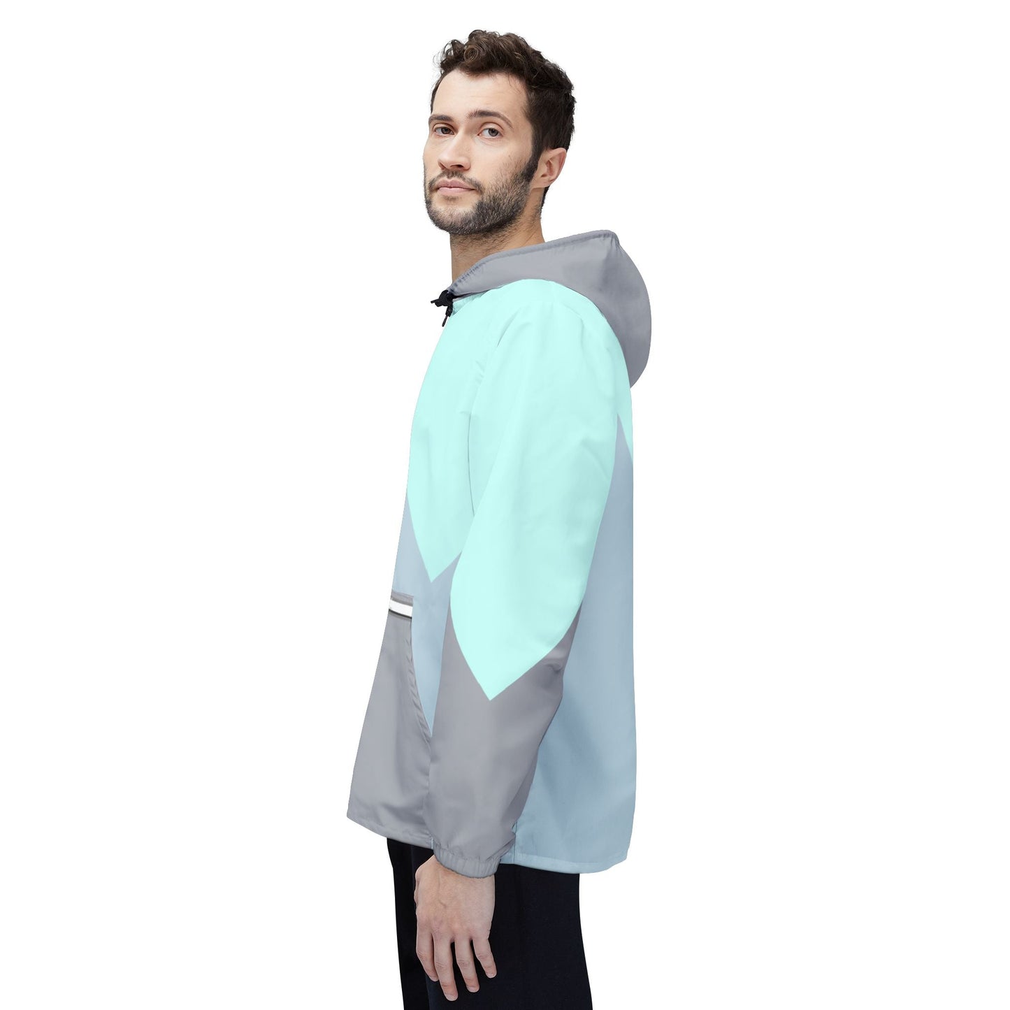 Colorblock Chevron Windbreaker Jacket — Lightweight Hooded Outdoor Shell Printify bakabo.club
