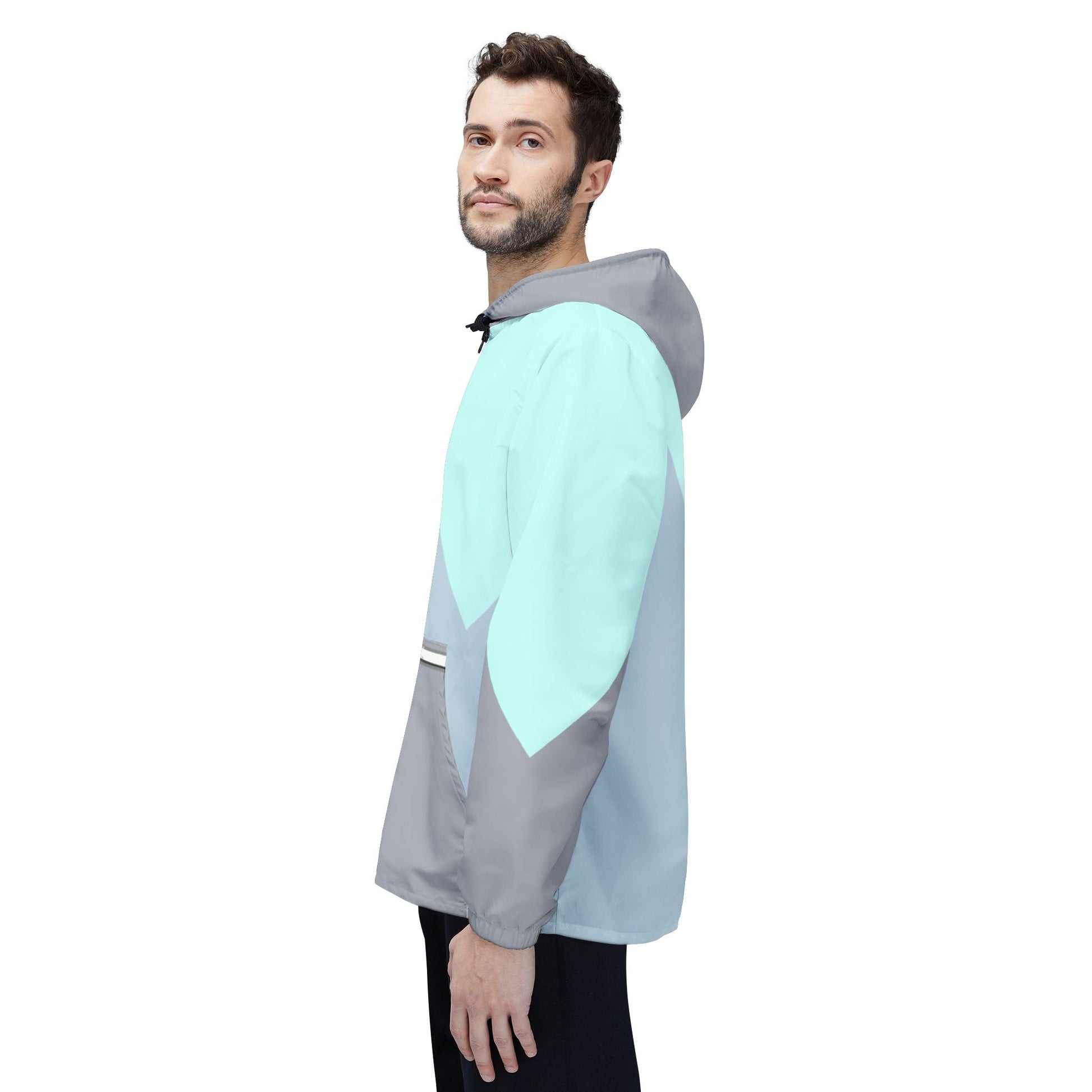 Colorblock Chevron Windbreaker Jacket — Lightweight Hooded Outdoor Shell Printify bakabo.club