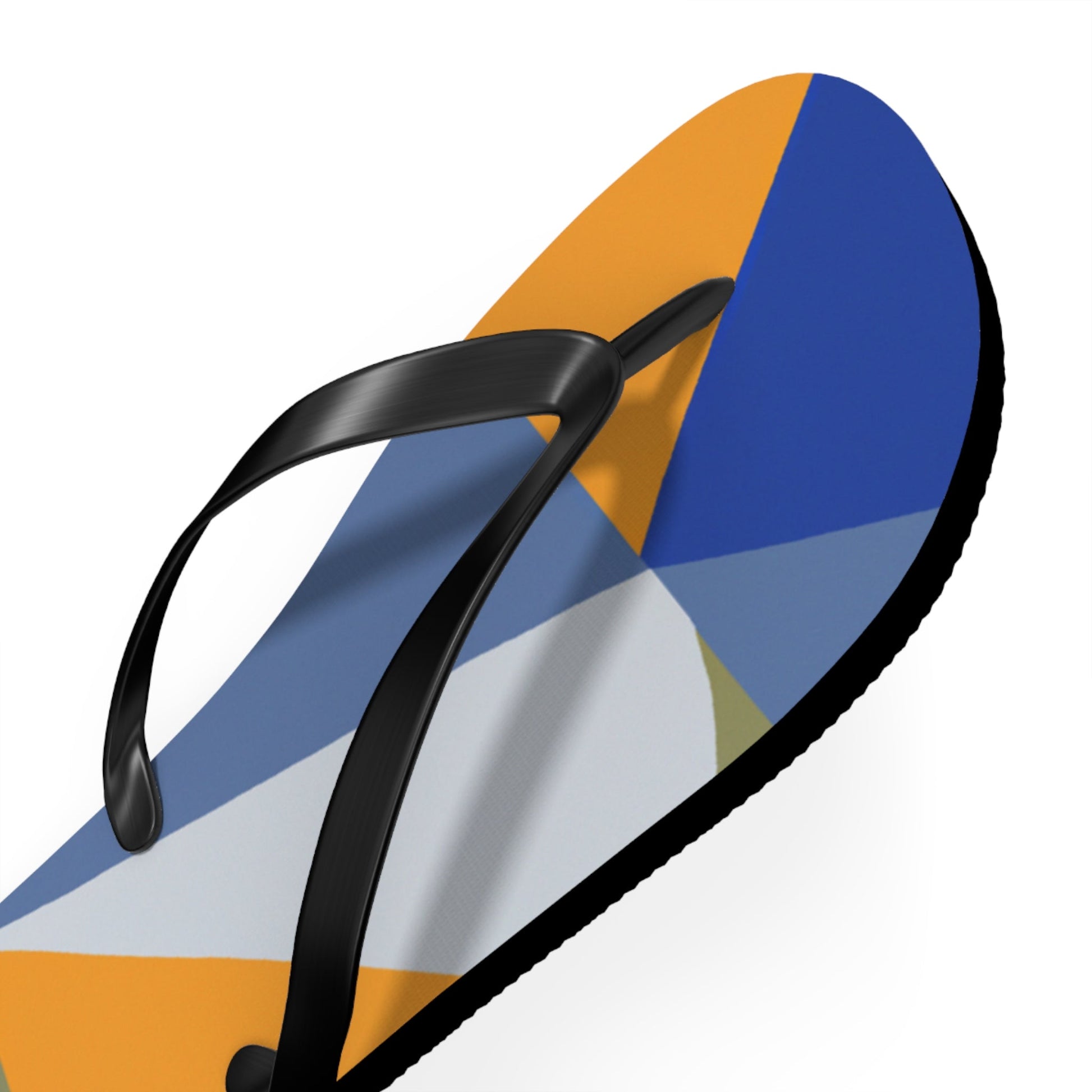 Geometric Colorblock Flip Flops — Bold Blue & Orange Beach Sandals Printify bakabo.club