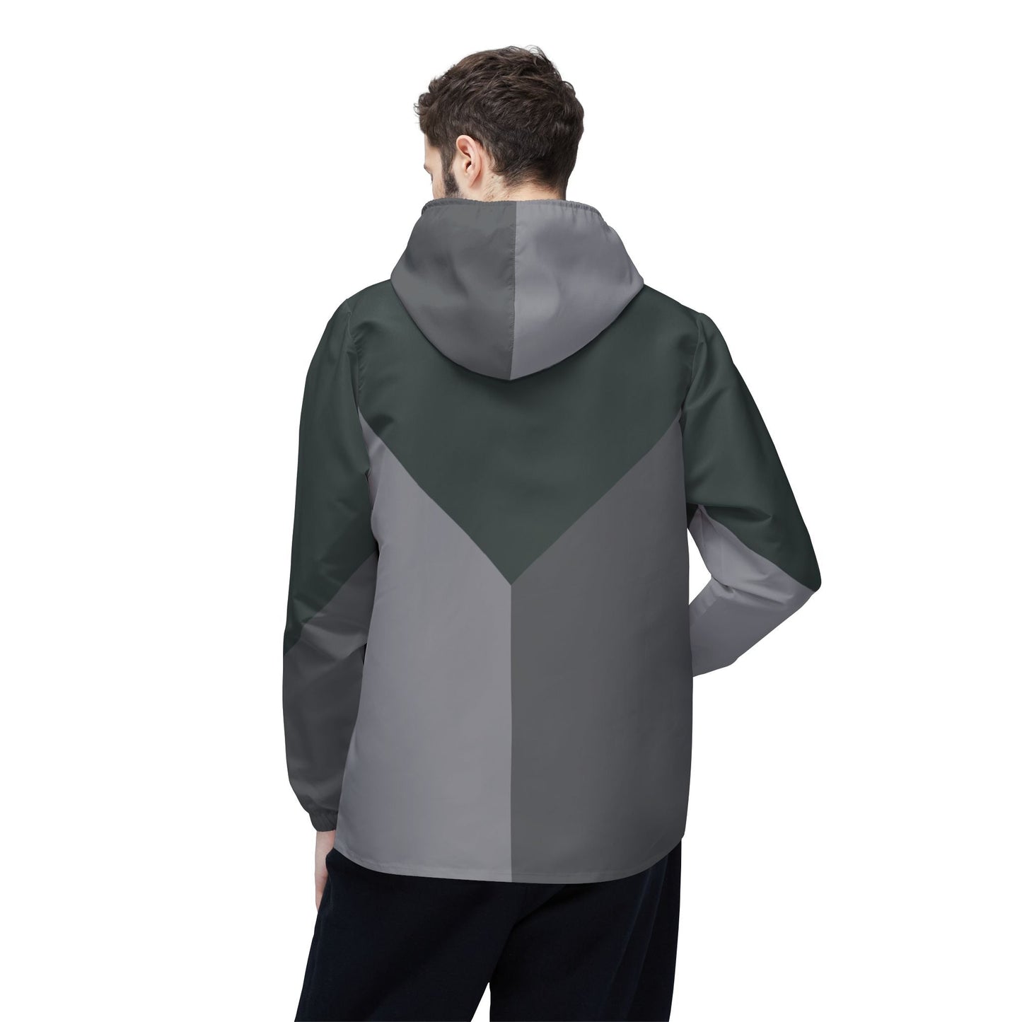 Chevron Colorblock Windbreaker Jacket — Lightweight Hooded Outdoor Shell Printify bakabo.club