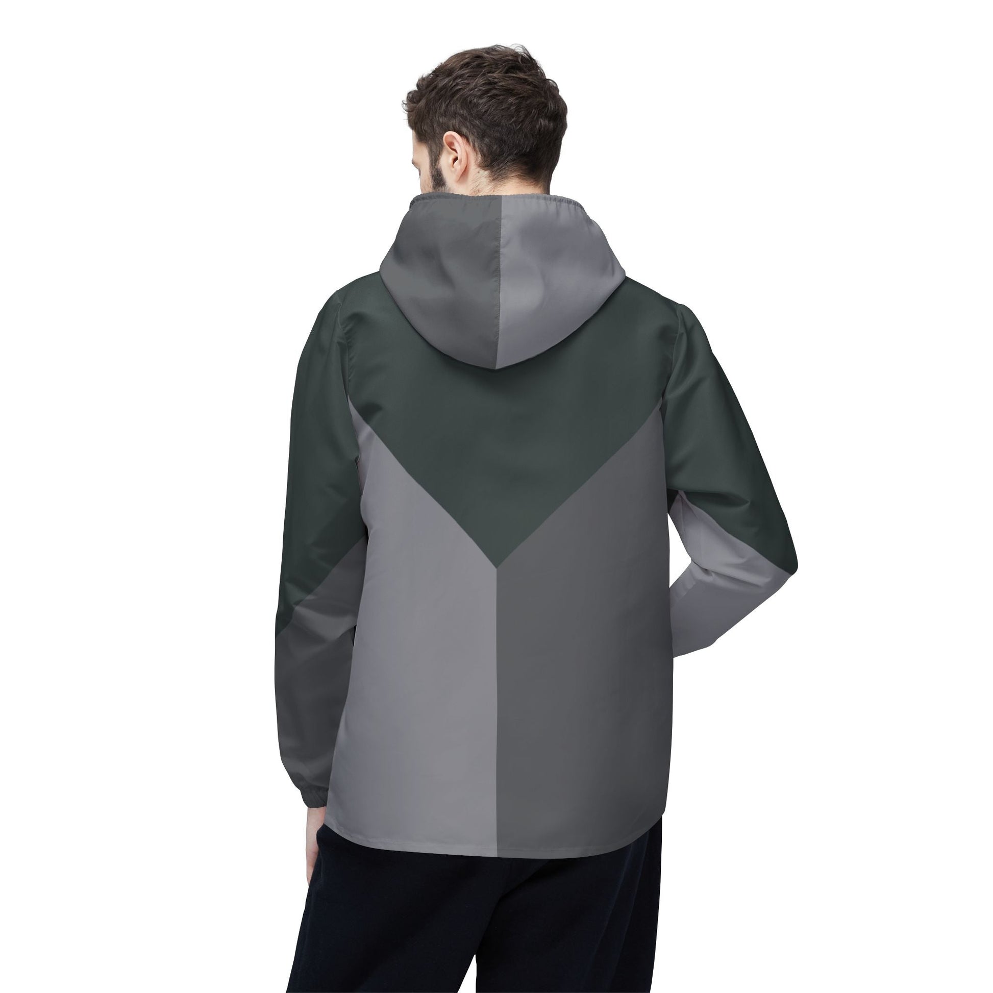 Chevron Colorblock Windbreaker Jacket — Lightweight Hooded Outdoor Shell Printify bakabo.club