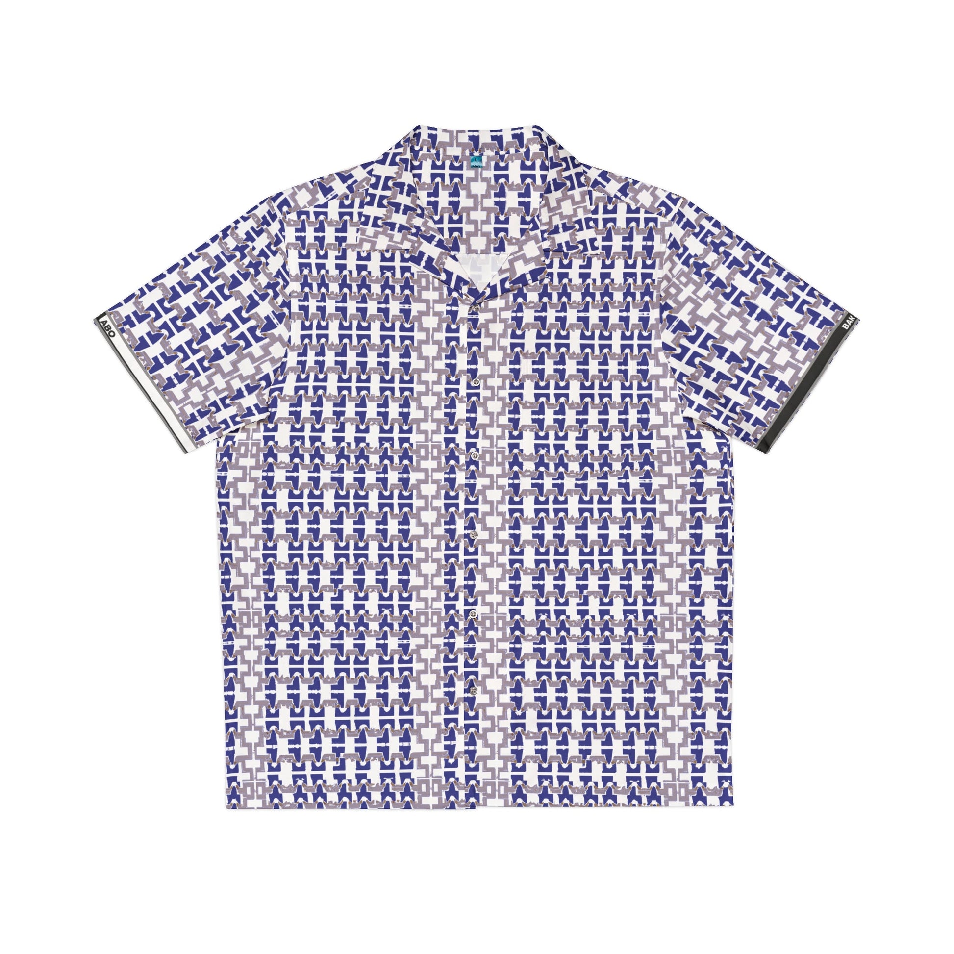 Blue Geometric Pattern Hawaiian Shirt — Men's Relaxed Aloha Shirt Printify bakabo.club
