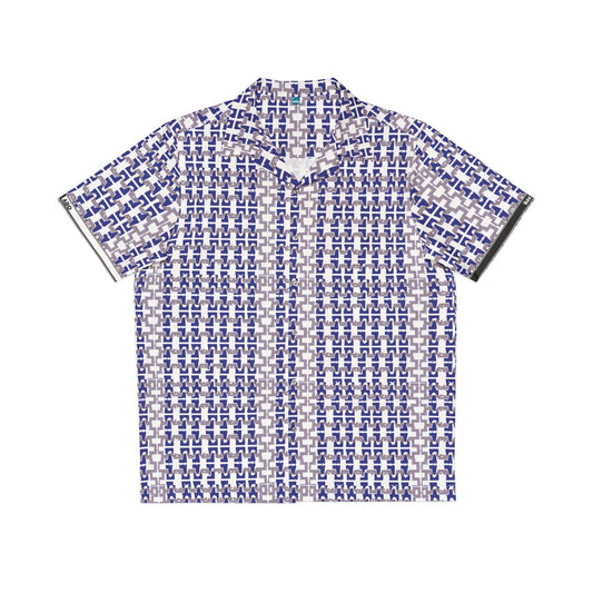 Blue Geometric Pattern Hawaiian Shirt — Men's Relaxed Aloha Shirt Printify bakabo.club